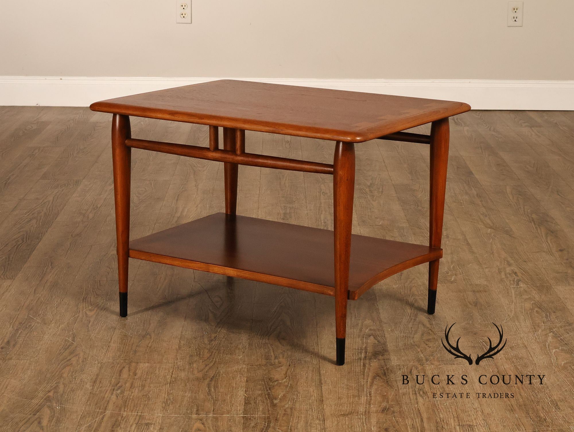 Lane Acclaim Mid Century Modern Walnut And Oak Two-Tier End Table