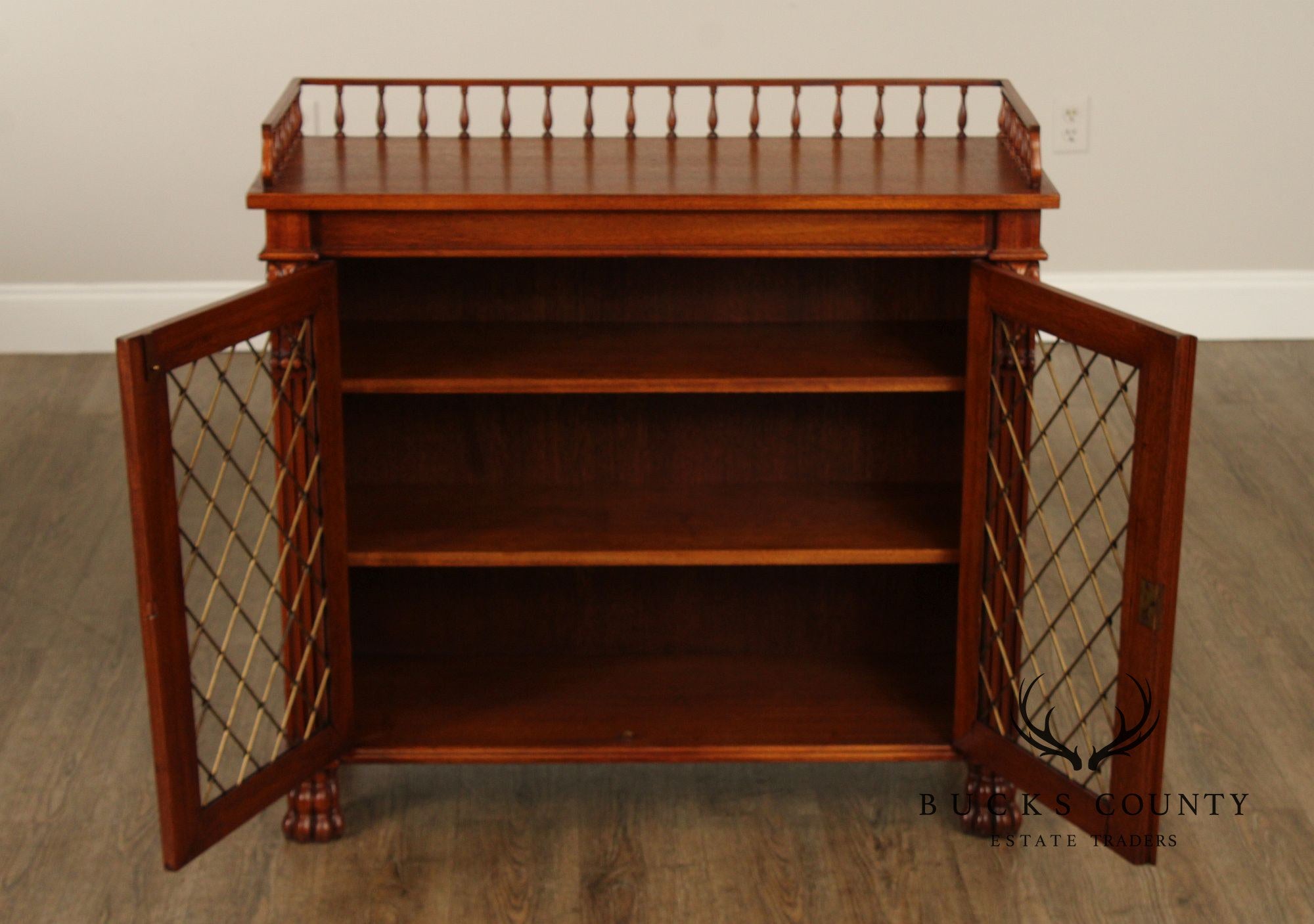 Banks, Coldstone Co. English Regency Style Mahogany Bookcase or Bar Cabinet