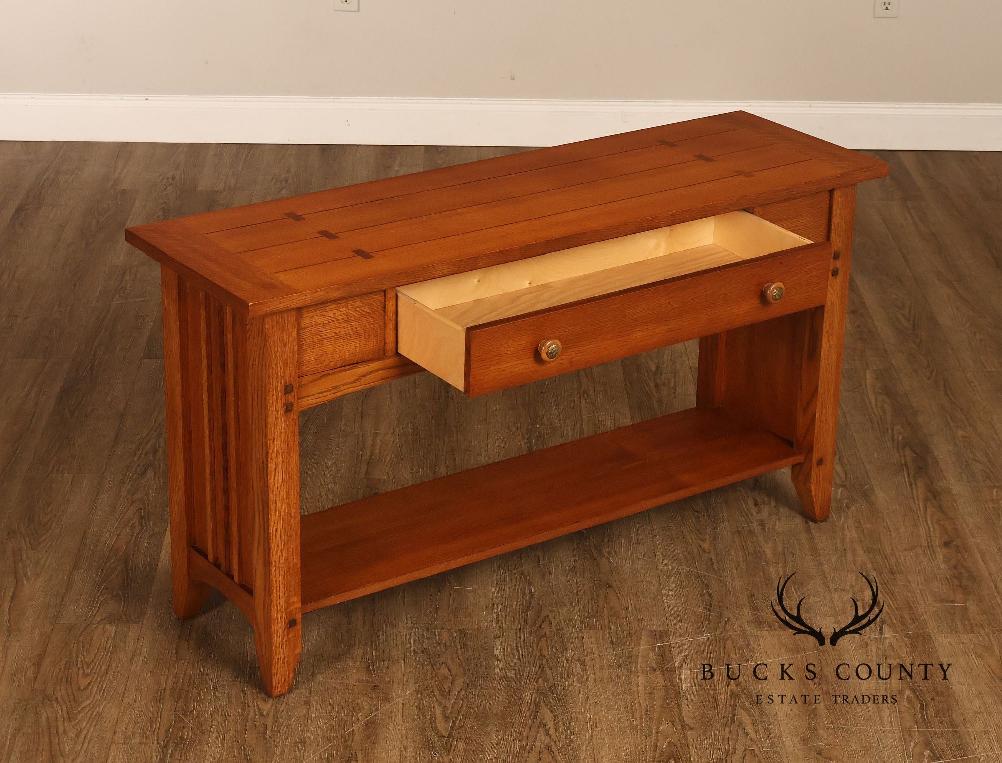 Thomasville Impressions Mission Style Oak Sofa Console Table