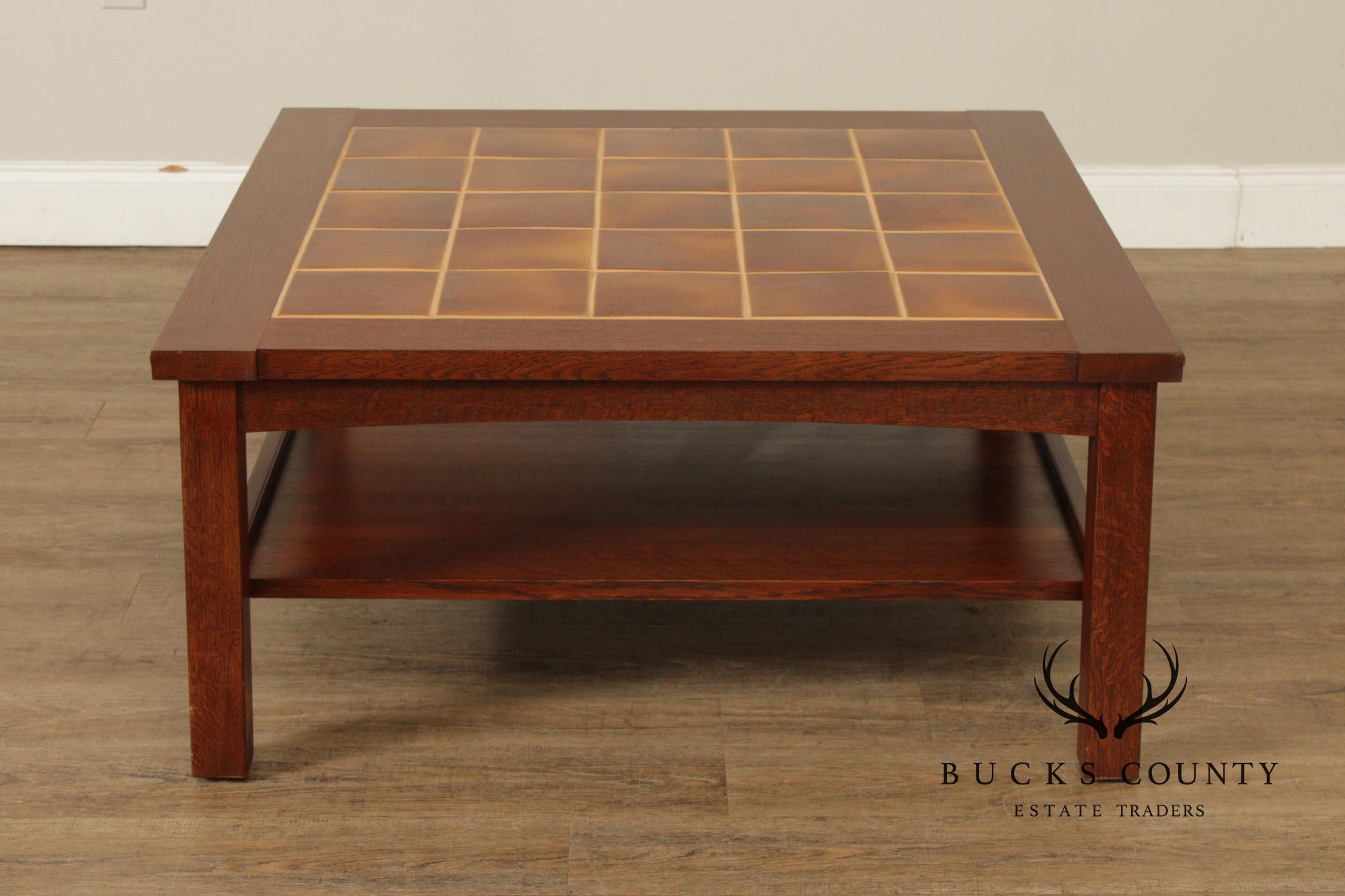 Stickley Mission Collection Oak Tile Top Cocktail Table