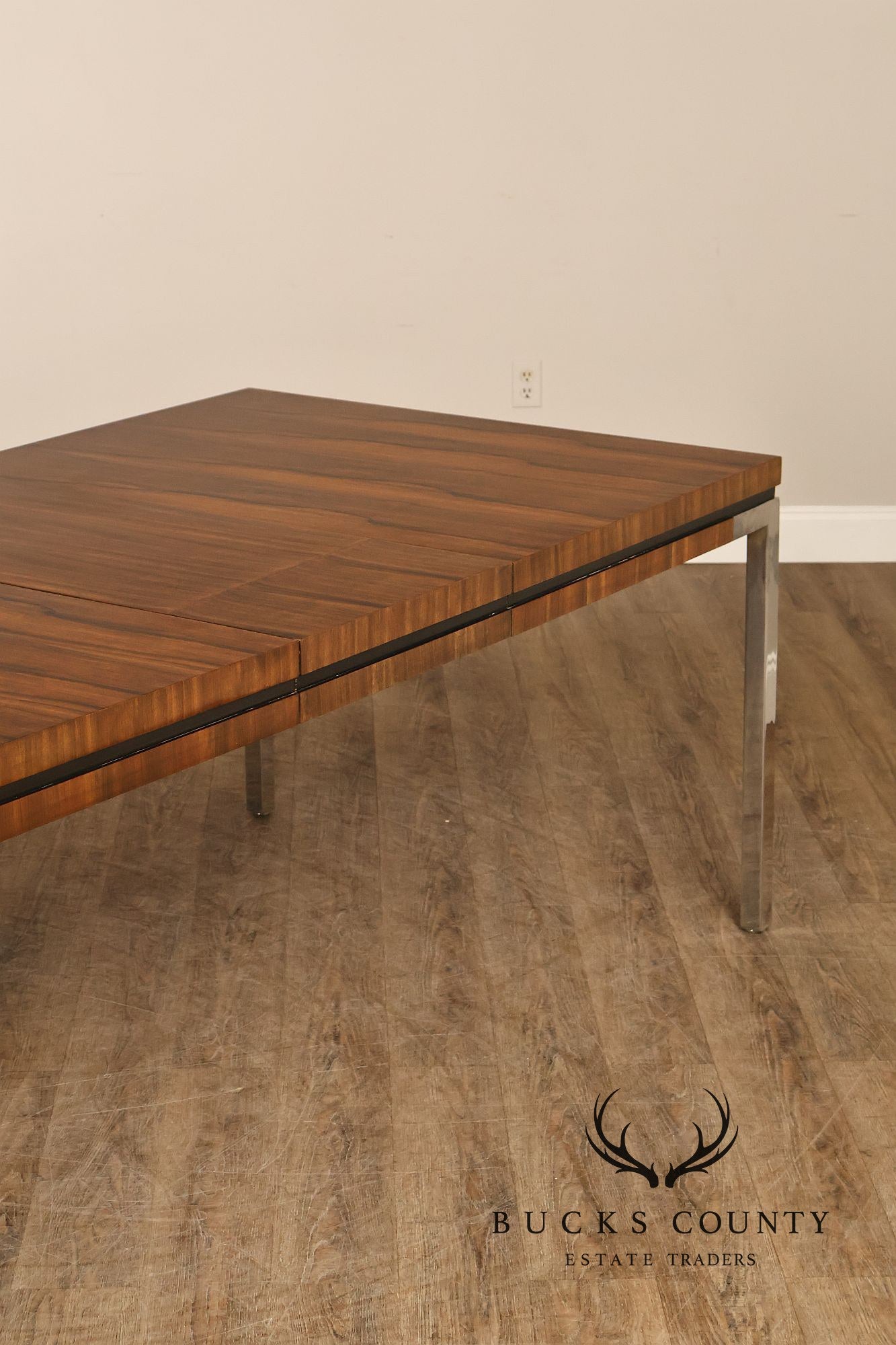 Mid Century Modern Expandable Rosewood and Chrome Dining Table
