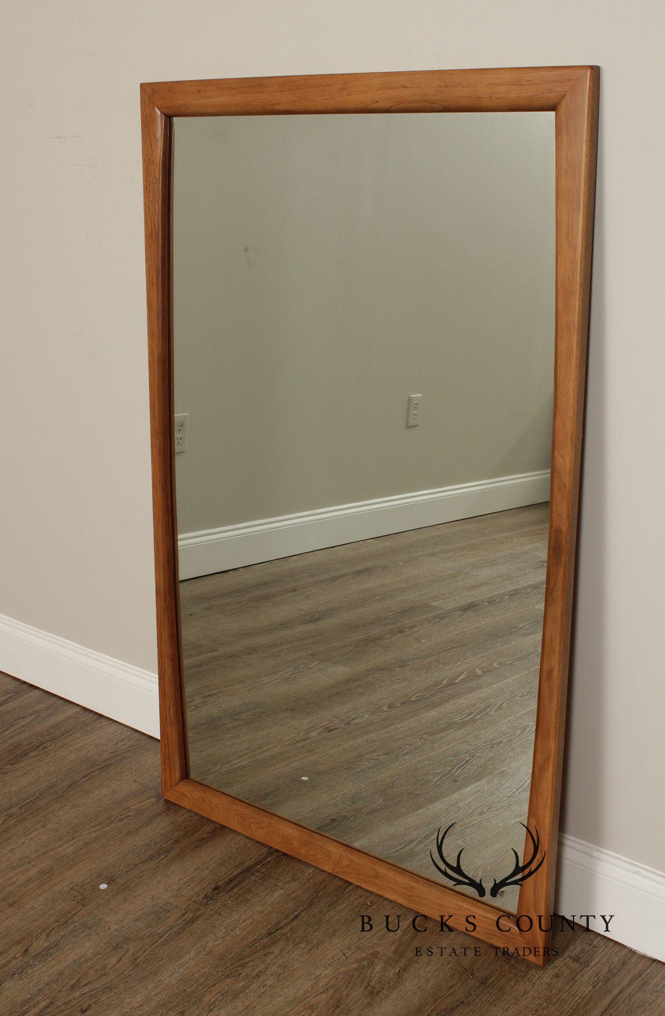 Kent Coffey 'The Wharton' Mid Century Modern Pecan Wood Wall Mirror