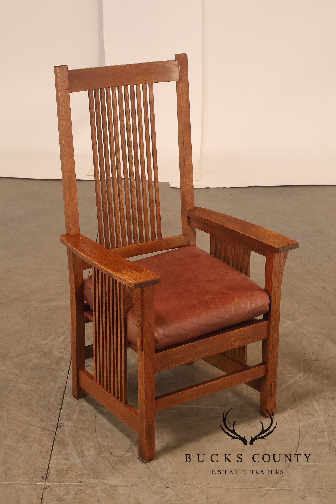 Stickley Mission Collection Set Of Six Oak Spindle Dining Chairs