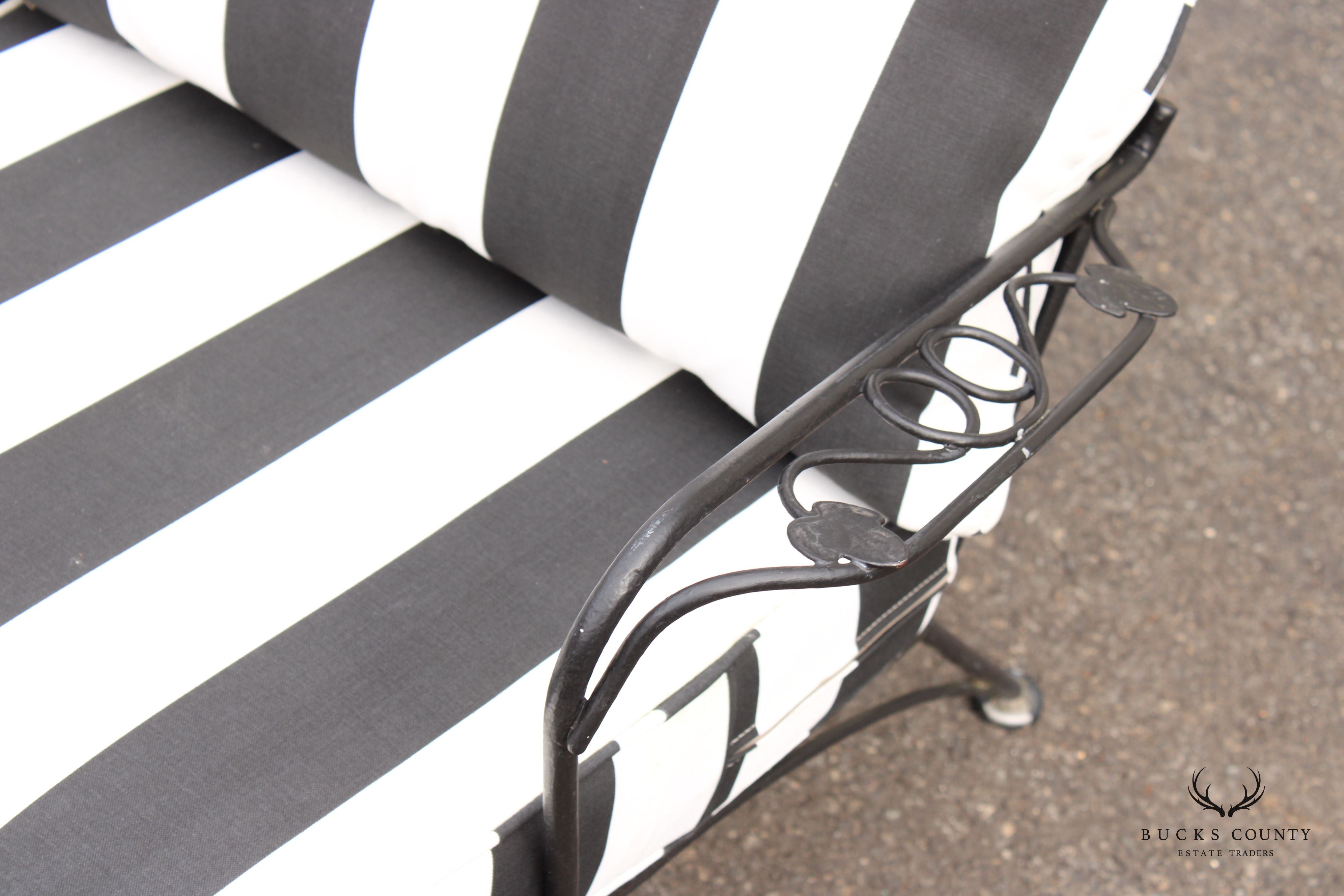 Vintage Wrought Iron Three-Piece Outdoor Garden Sofa