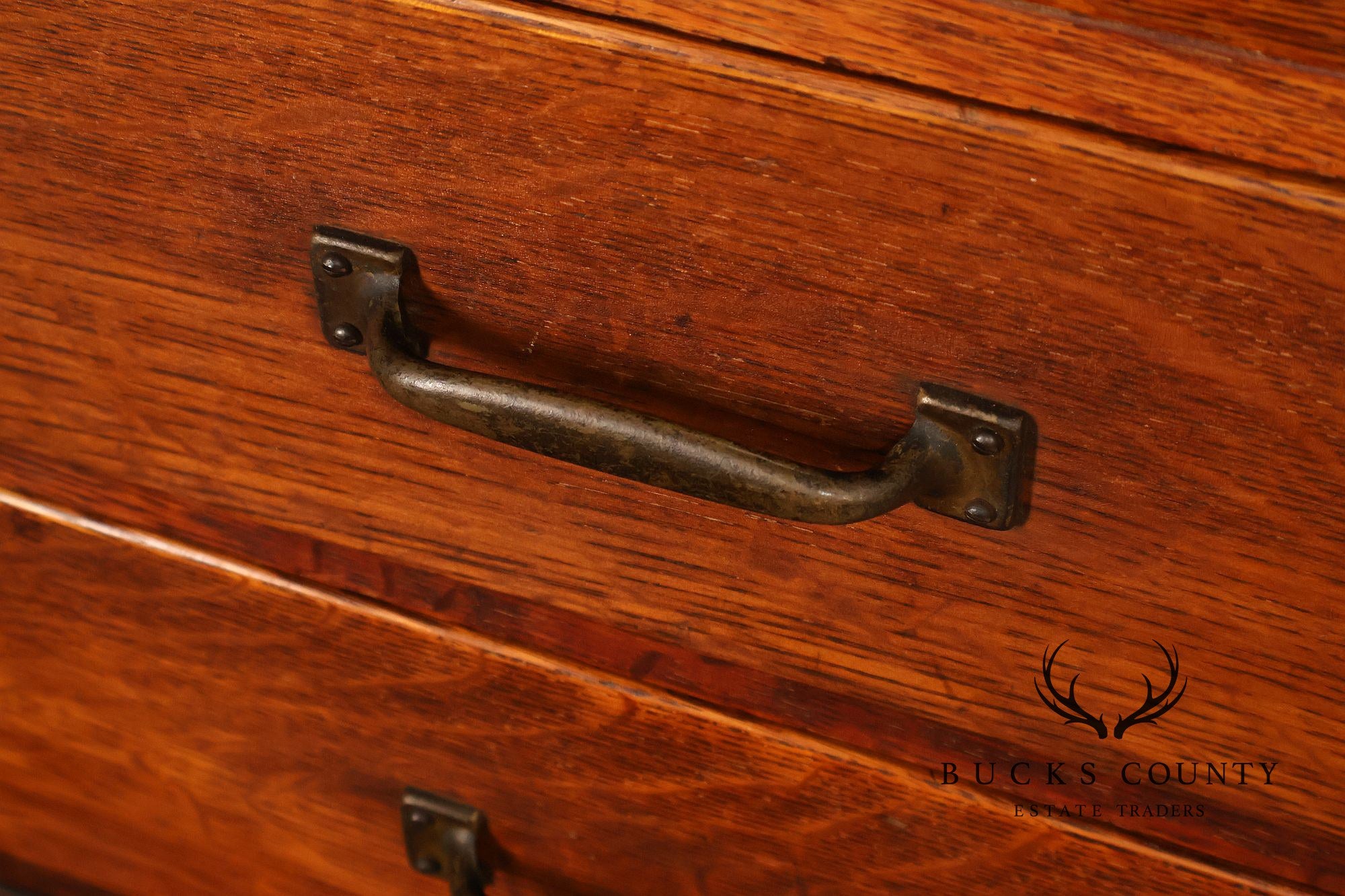 Globe Oak Sectional Bookcase Cabinet With Sliding Glass Doors And Drawers