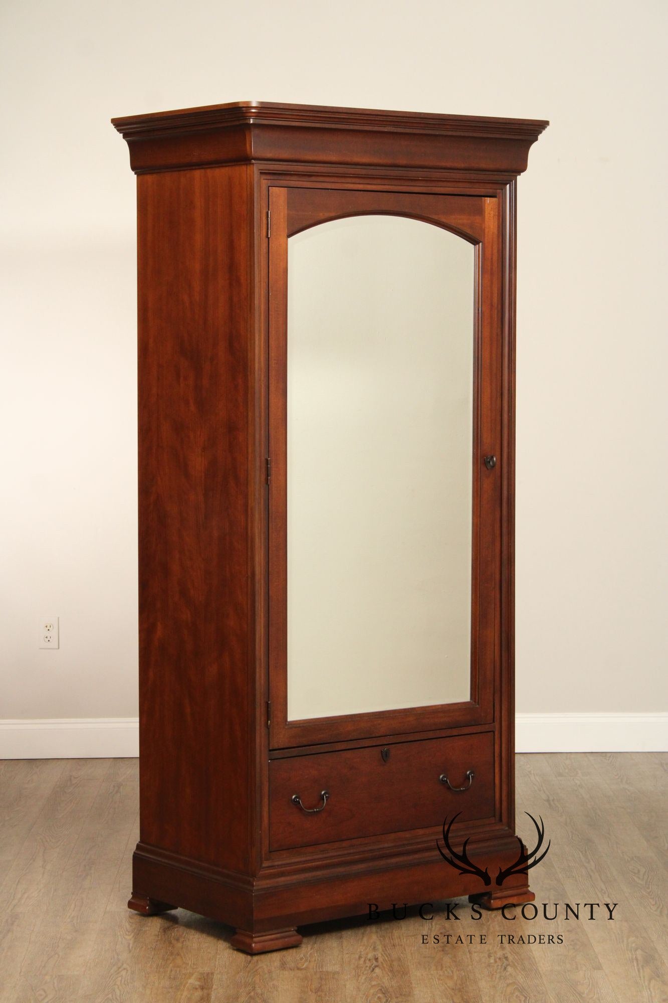 Thomasville Louis Phillipe Style Cherry Mirror Door Wardrobe Armoire Cabinet