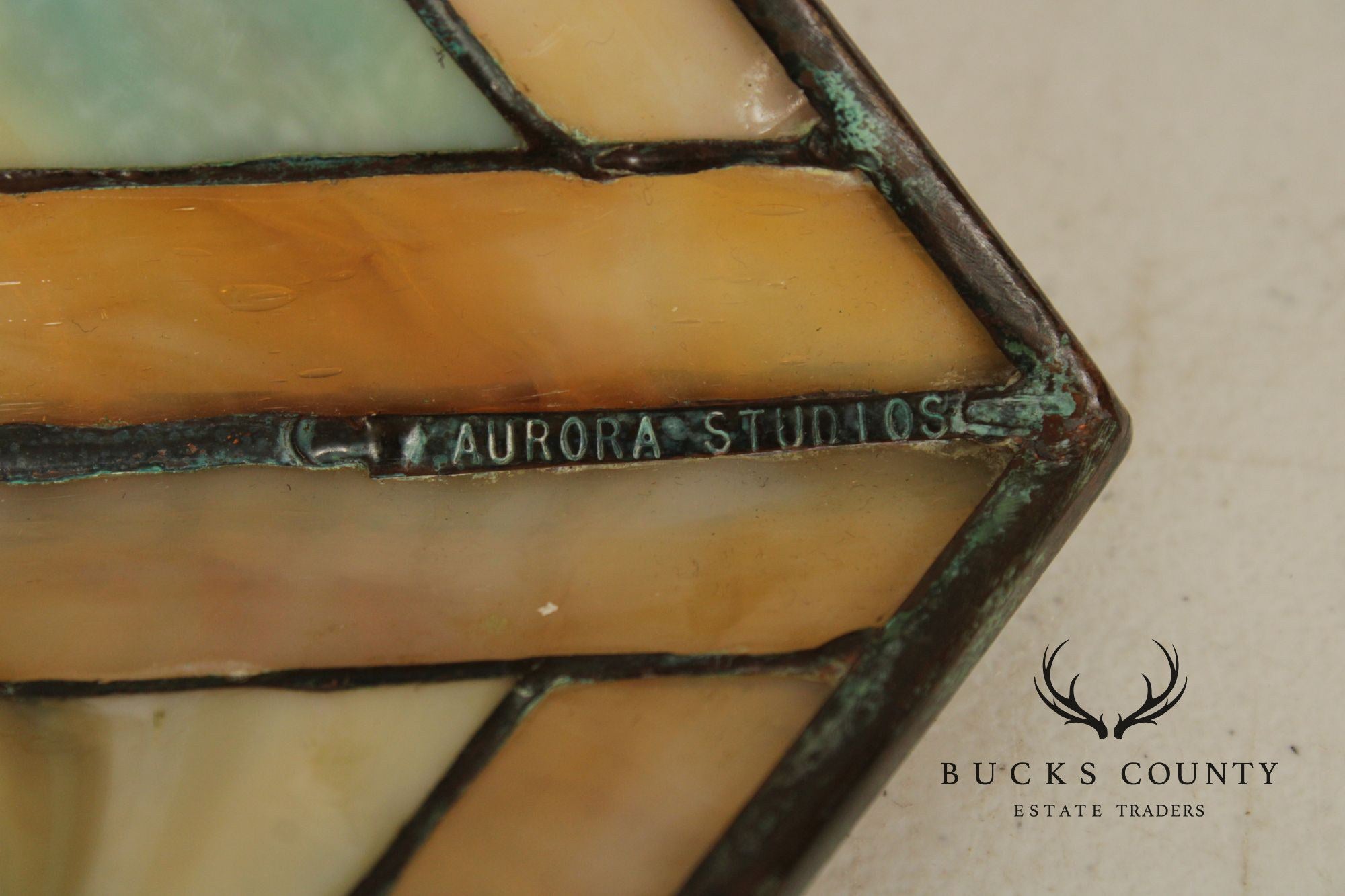 Aurora Studios Arts & Crafts Prairie Style Leaded Glass Table Lamp
