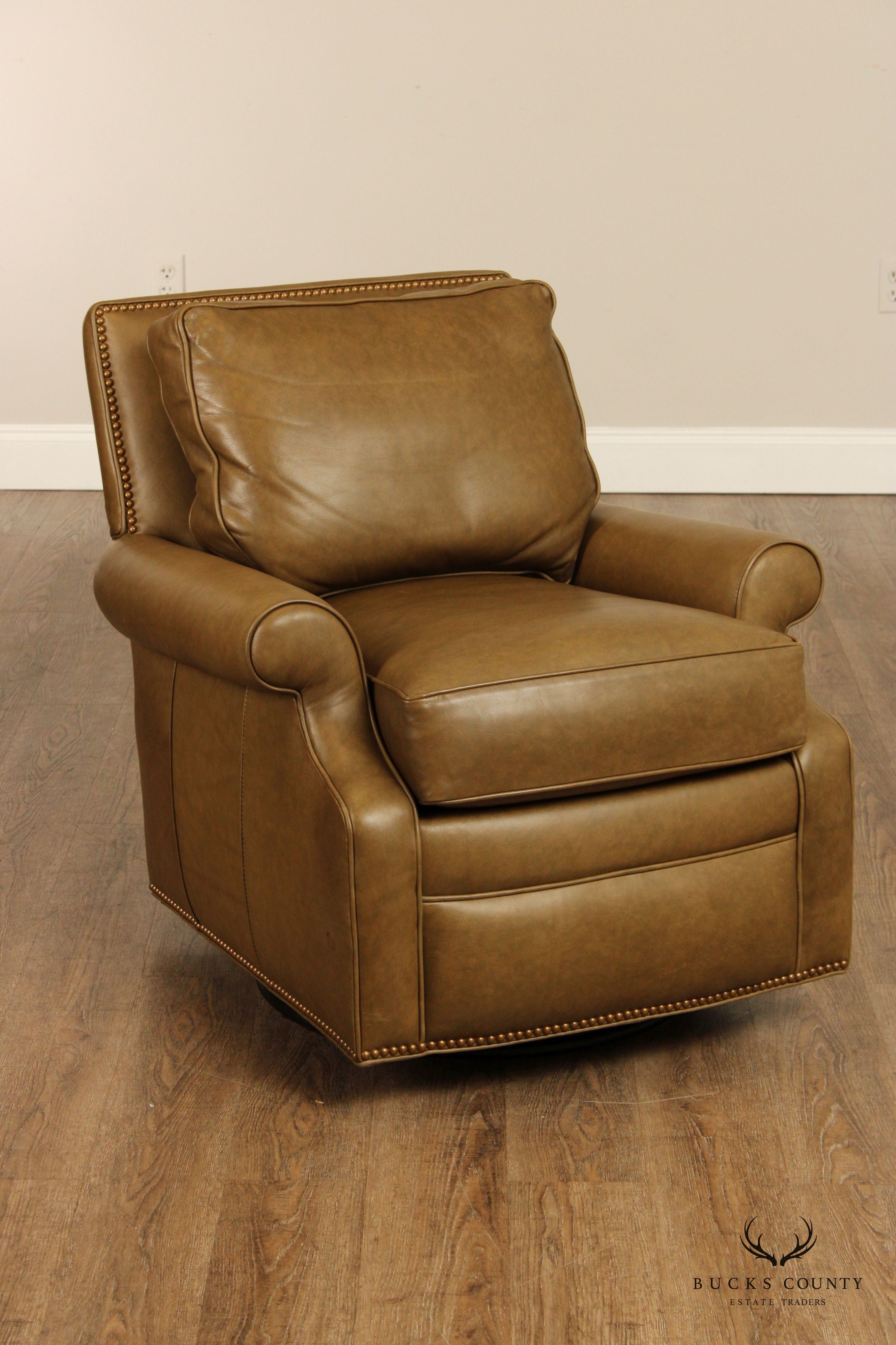 Hancock & Moore Leather Swivel Glider Lounge Chair