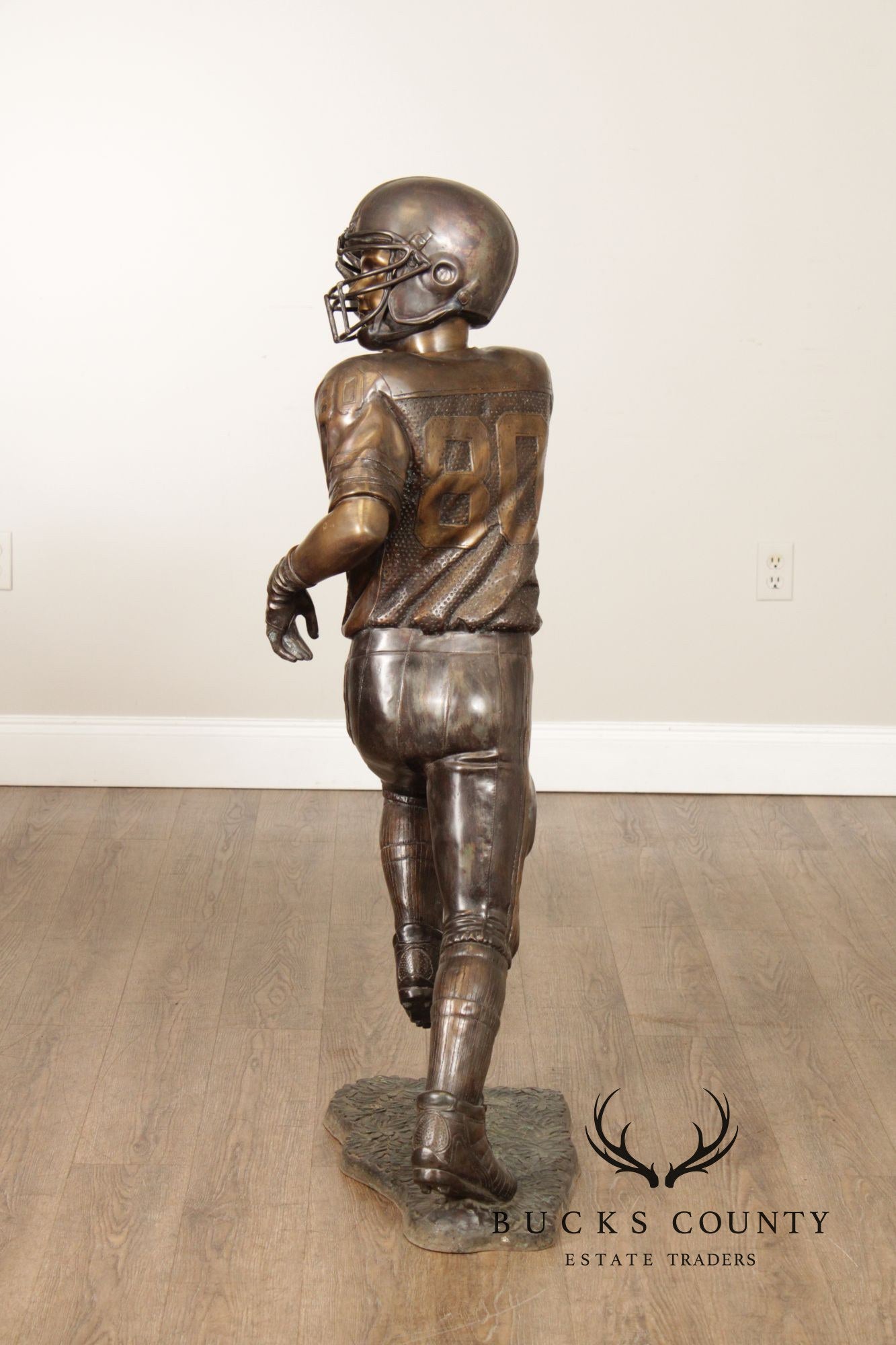 Bronze Garden Statue Of A Football Player