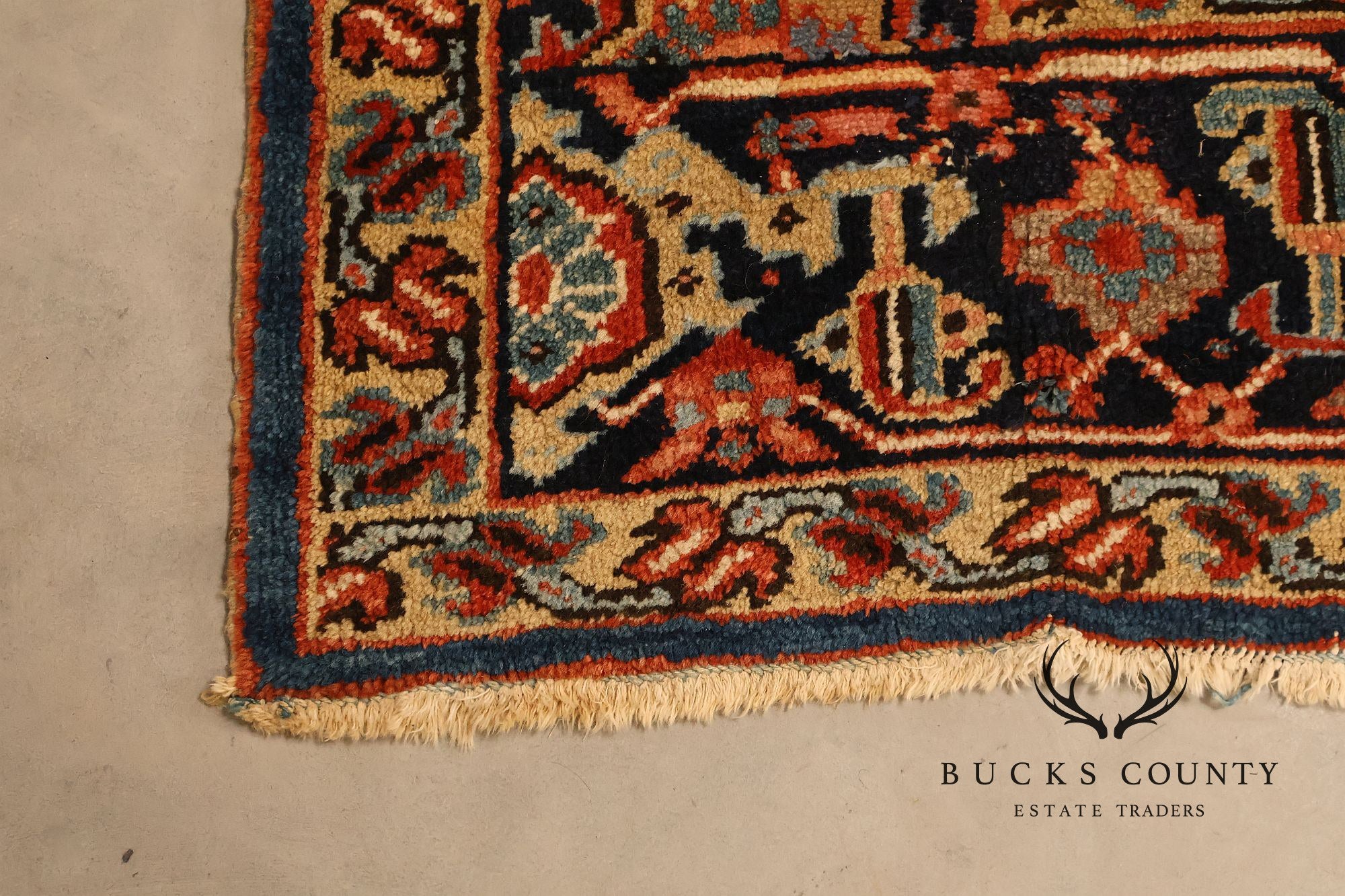 Antique Hand Knotted Persian Heriz Room Size Rug  12' X 15'