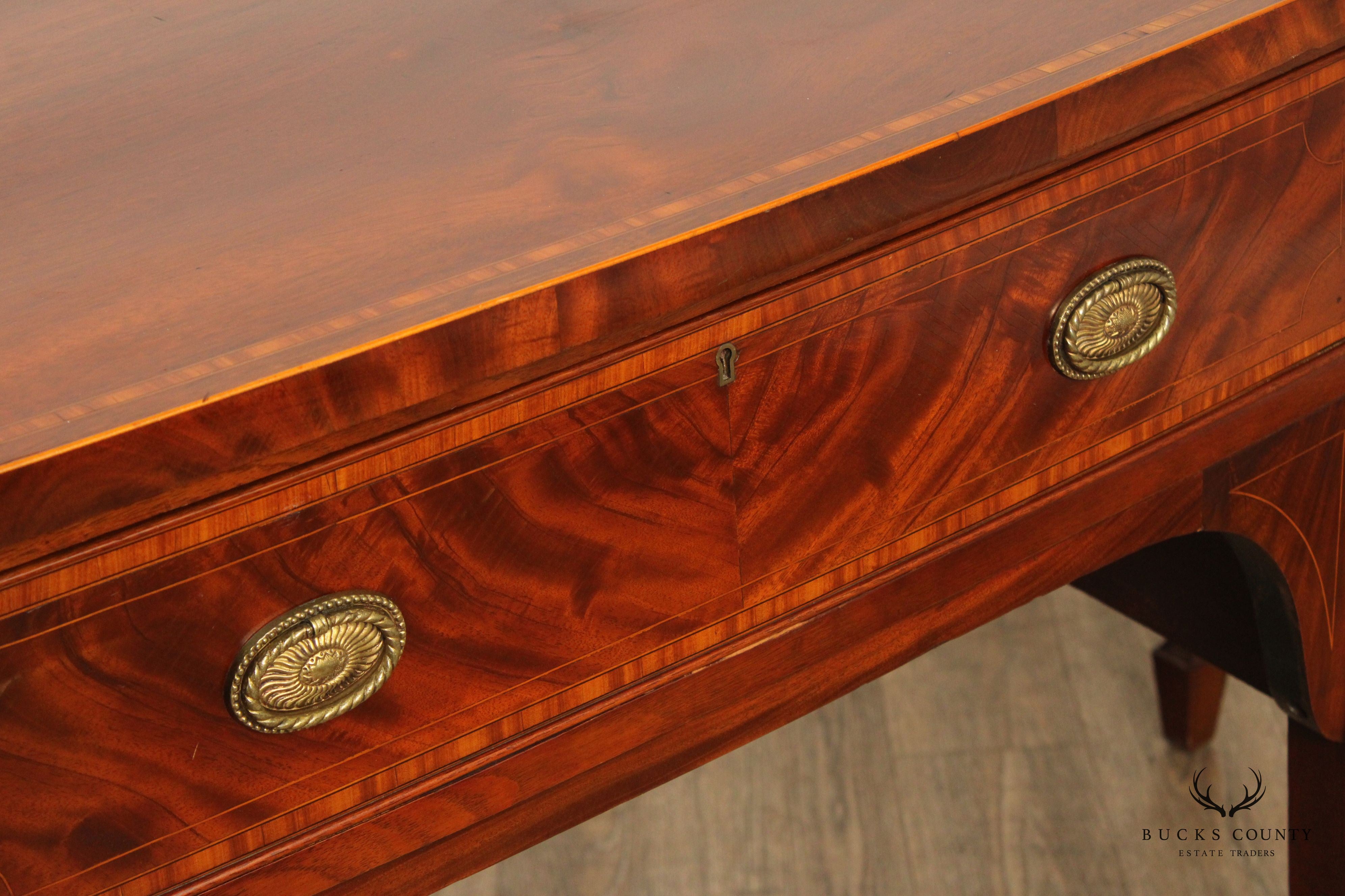 Antique English Federal Inlaid Mahogany Bowfront Sideboard