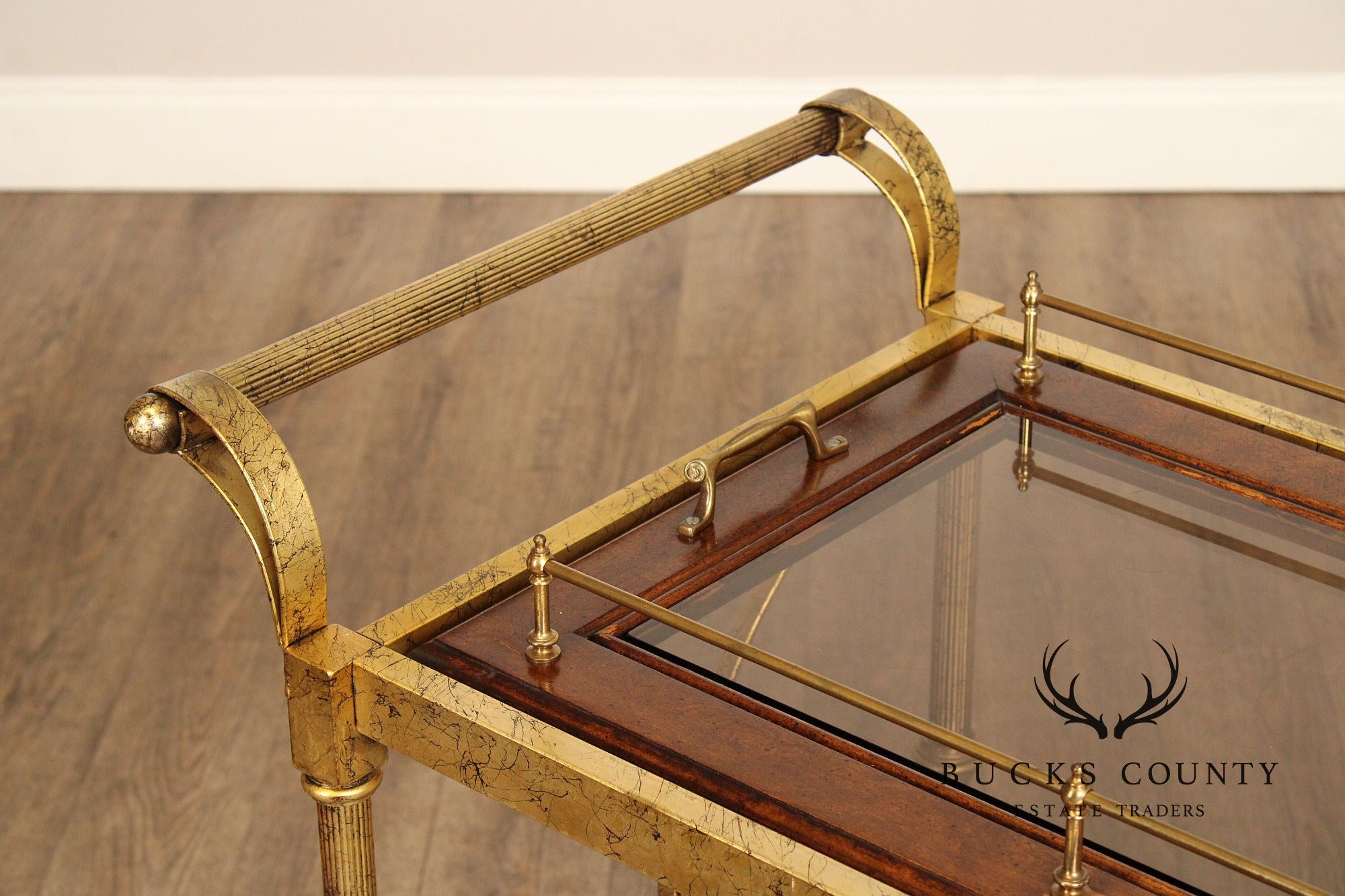 Hollywood Regency Vintage Gold Tray-Top Bar Cart