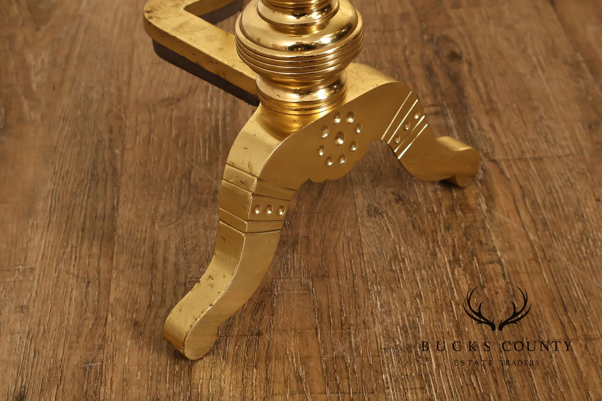 Georgian Style Pair of Polished Brass Fireplace Andirons