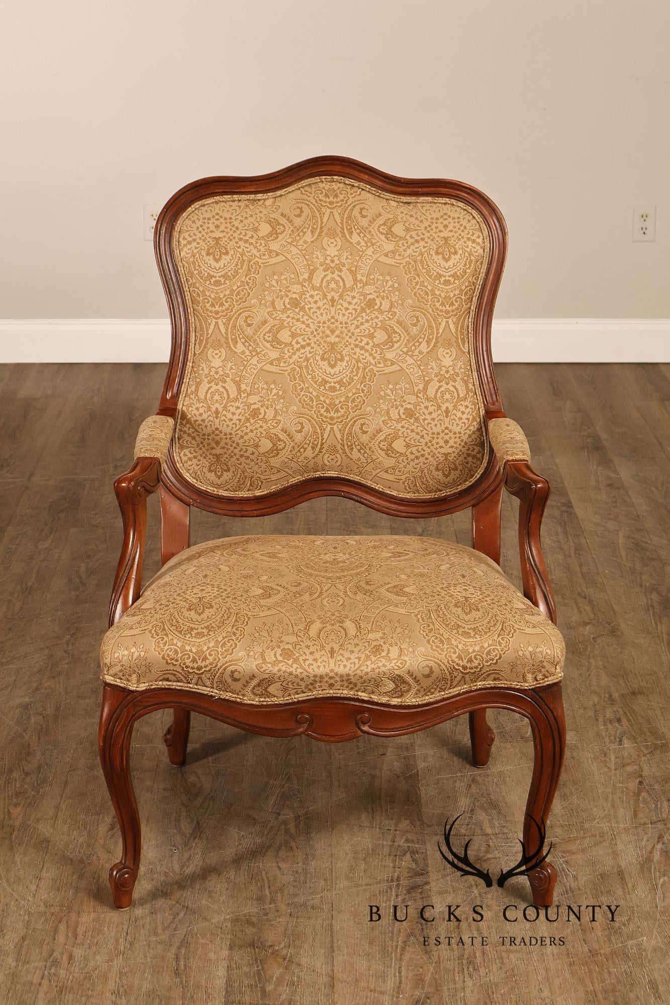 Ethan Allen French Louis XV Style Pair of Fauteuil Armchairs