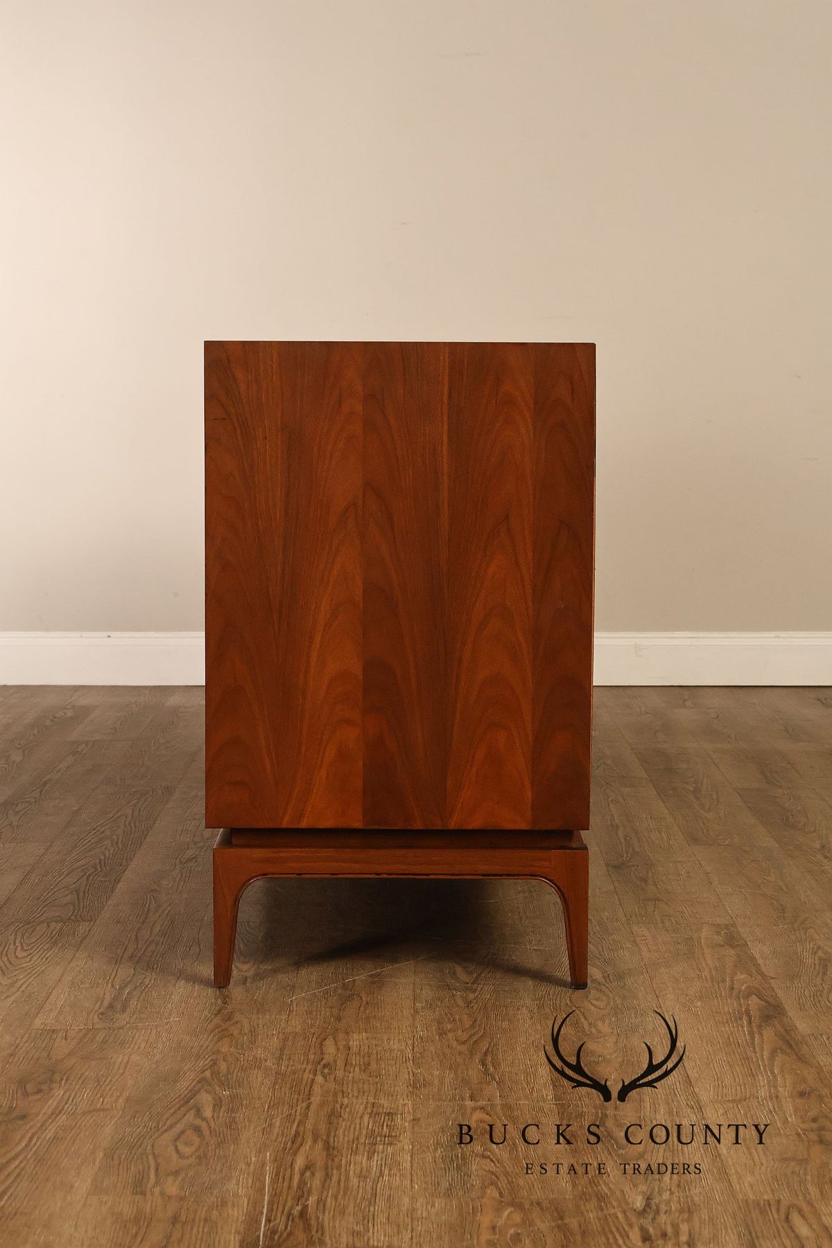 Mid Century Modern Walnut Geometric Paneled Credenza