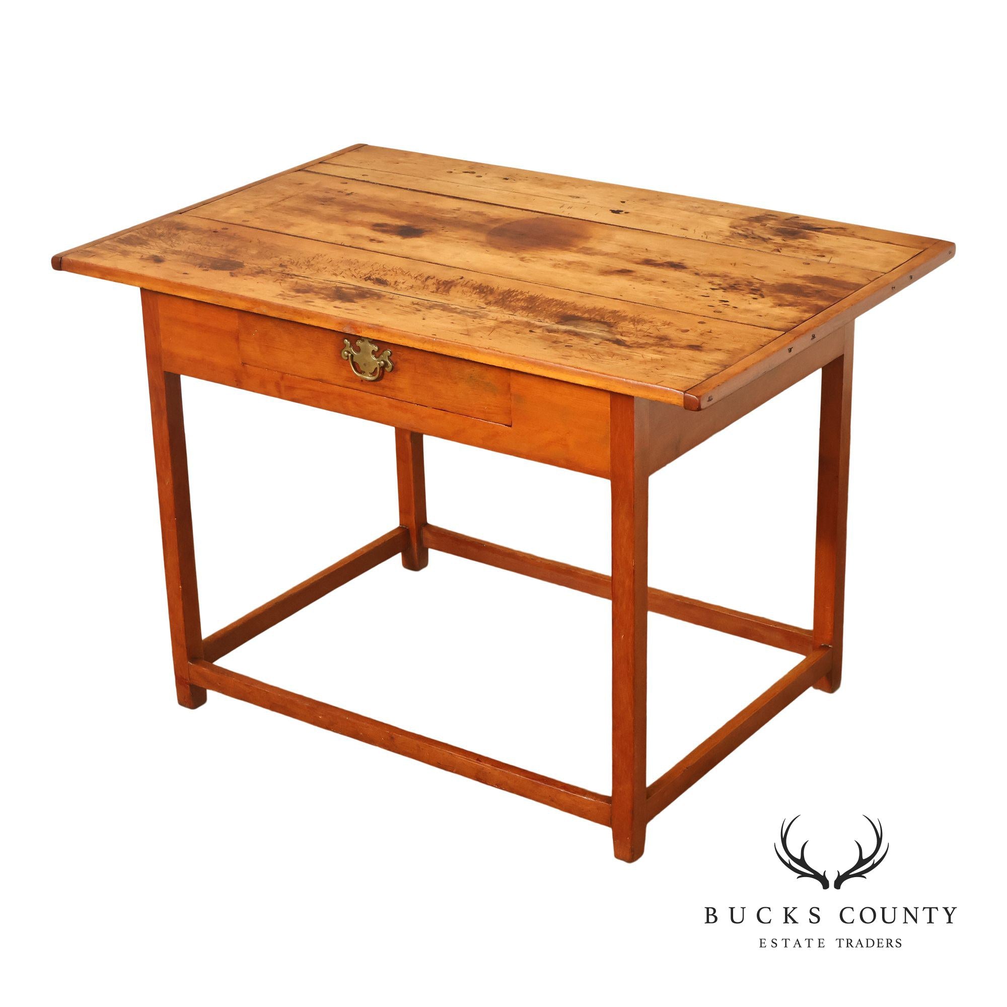 Antique Early American Plank Top Tavern Table
