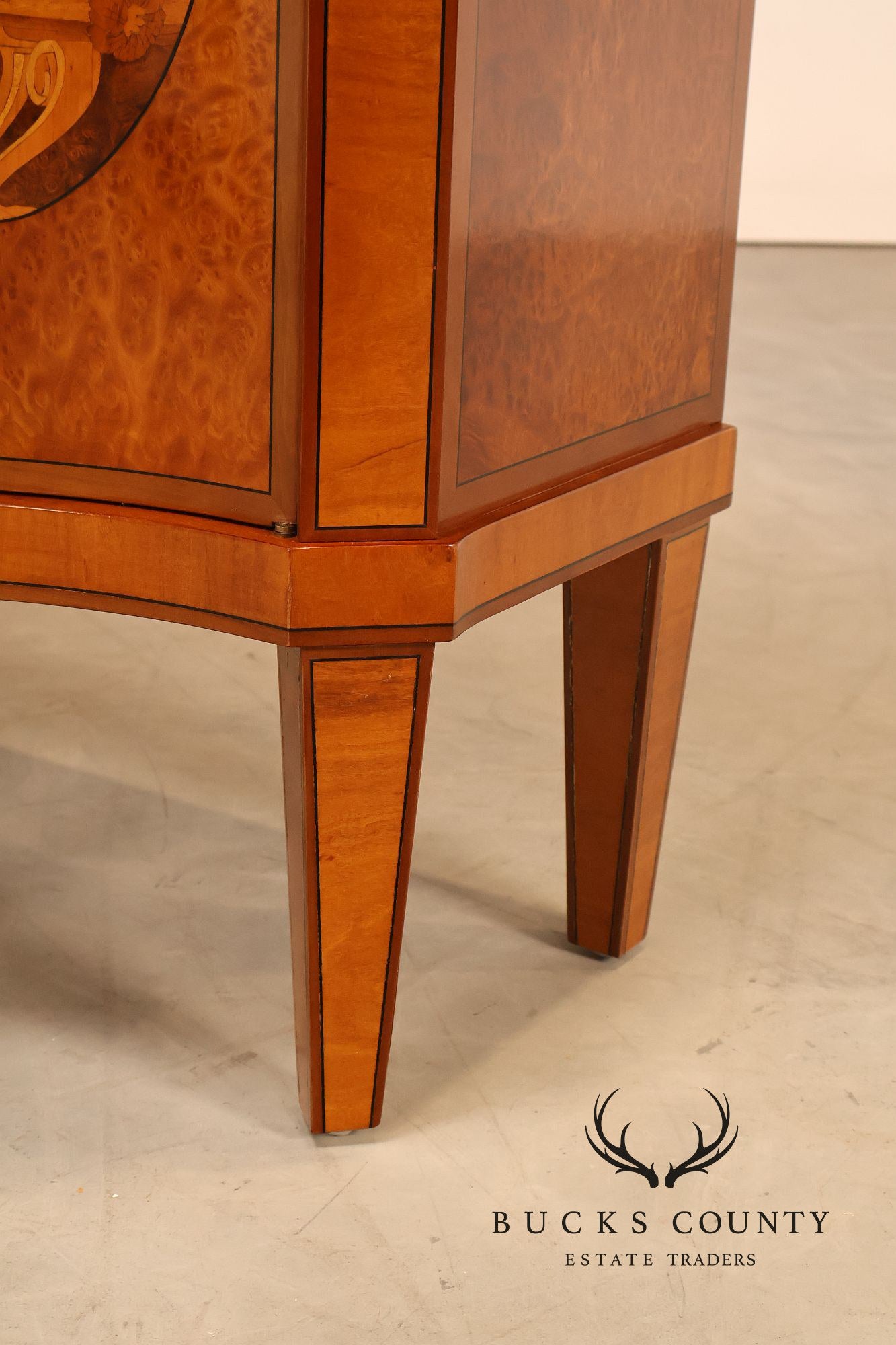 Italian Marquetry Inlaid Burl Wood Credenza Sideboard Server