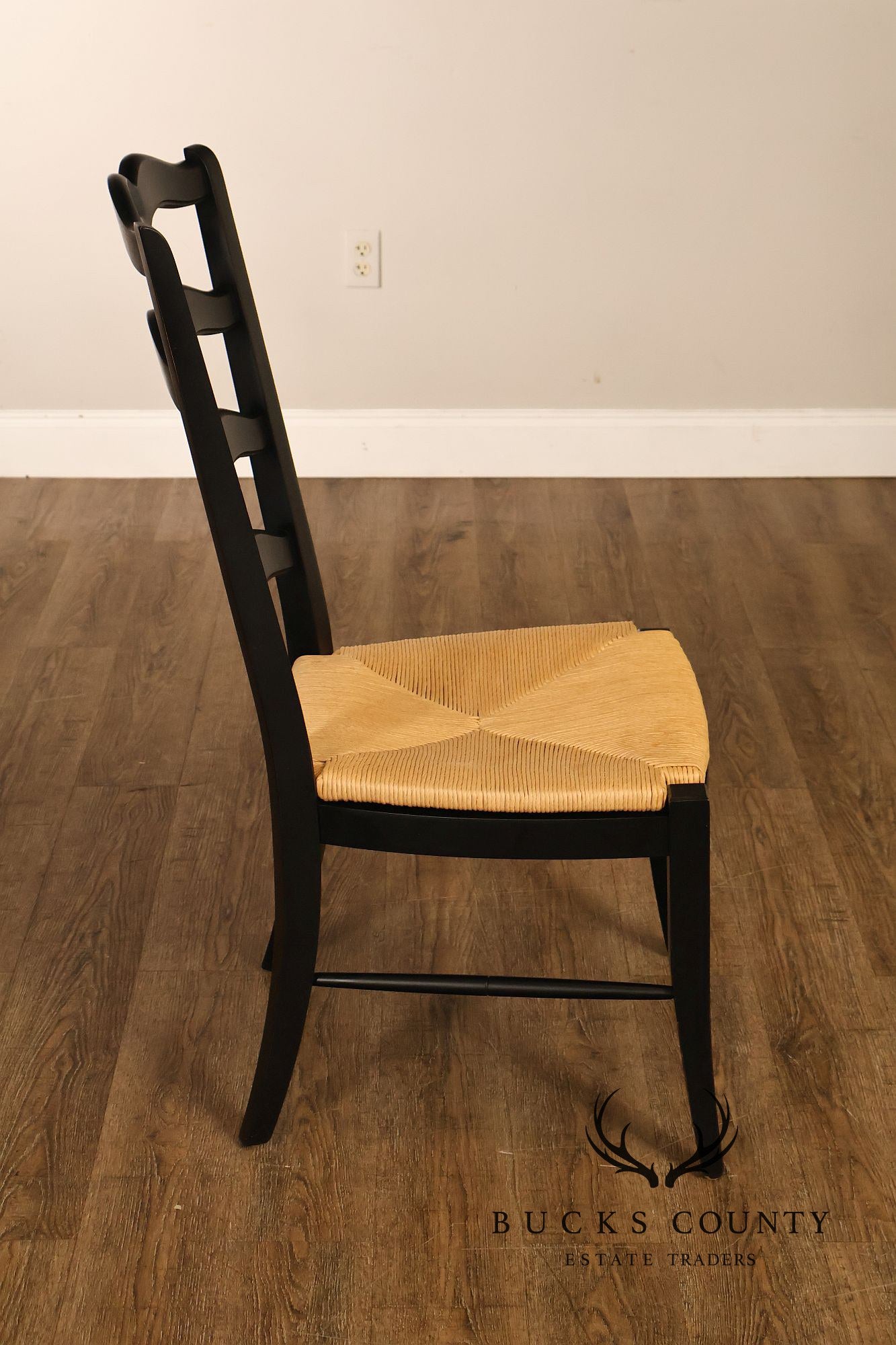 Ethan Allen 'Maison' Set of Seven French Country Style Rush Seat Dining Chairs
