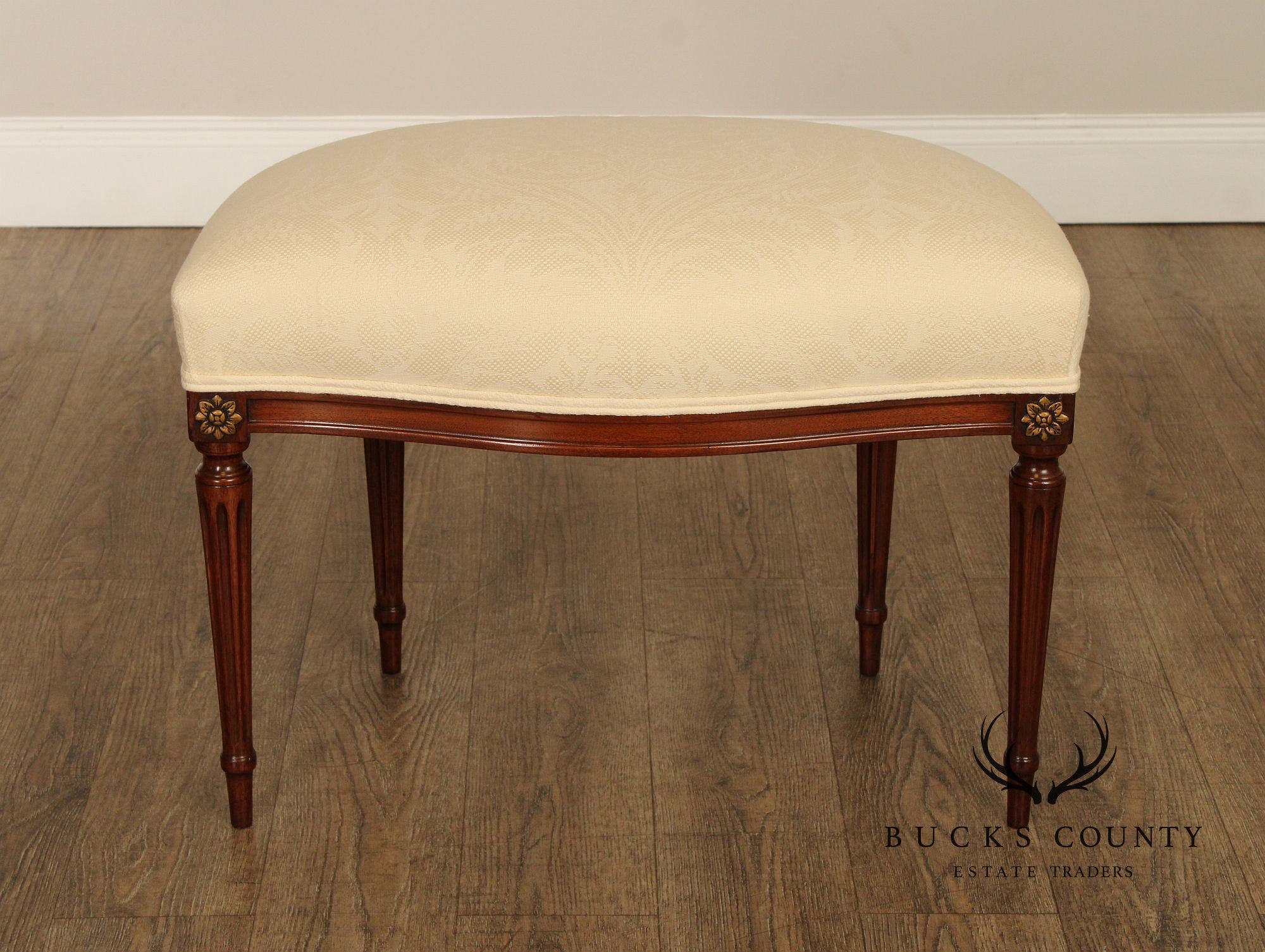 1930's French Louis XVI Style Mahogany Bench