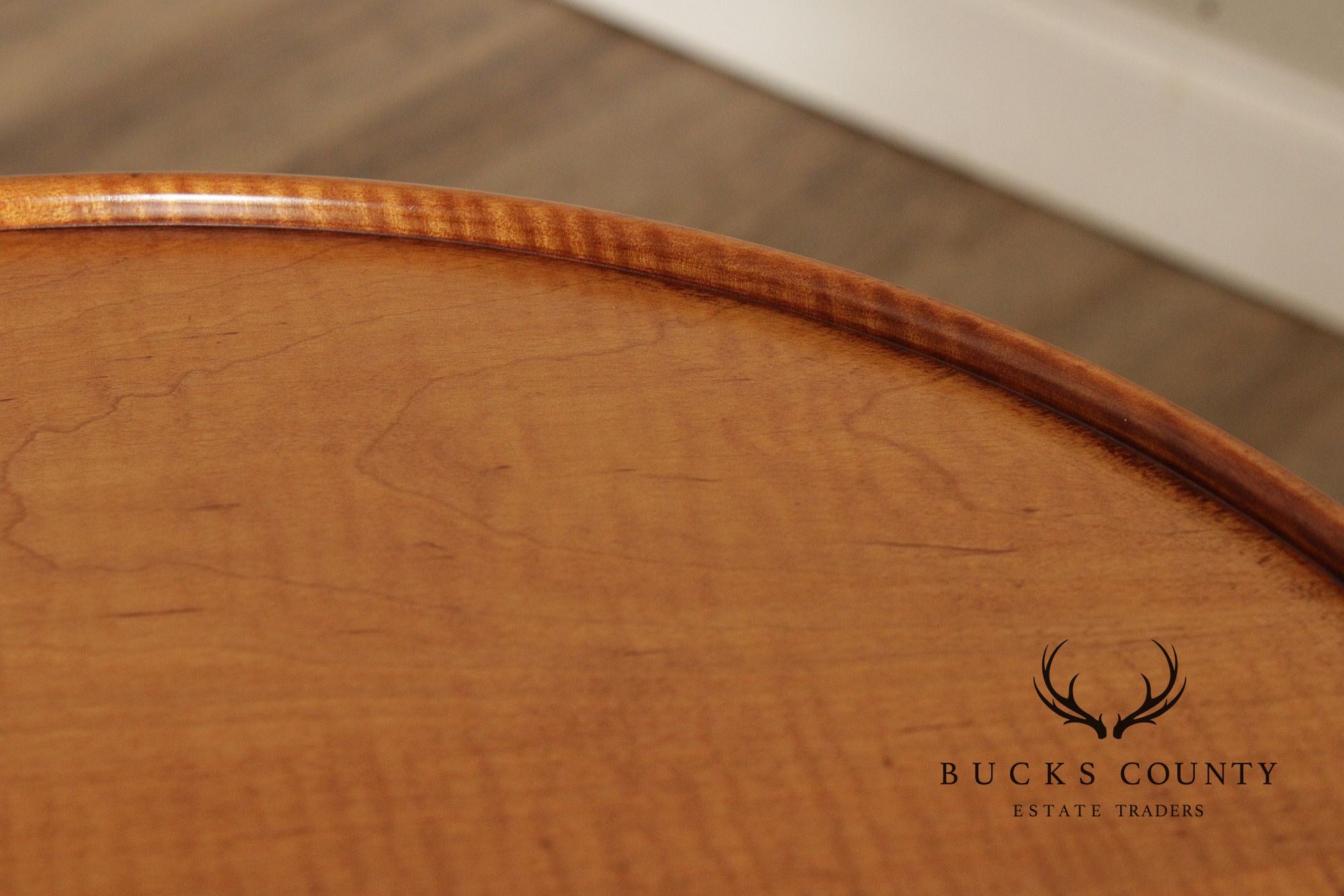 Custom Quality Queen Anne Style Tiger Maple Round Side Table