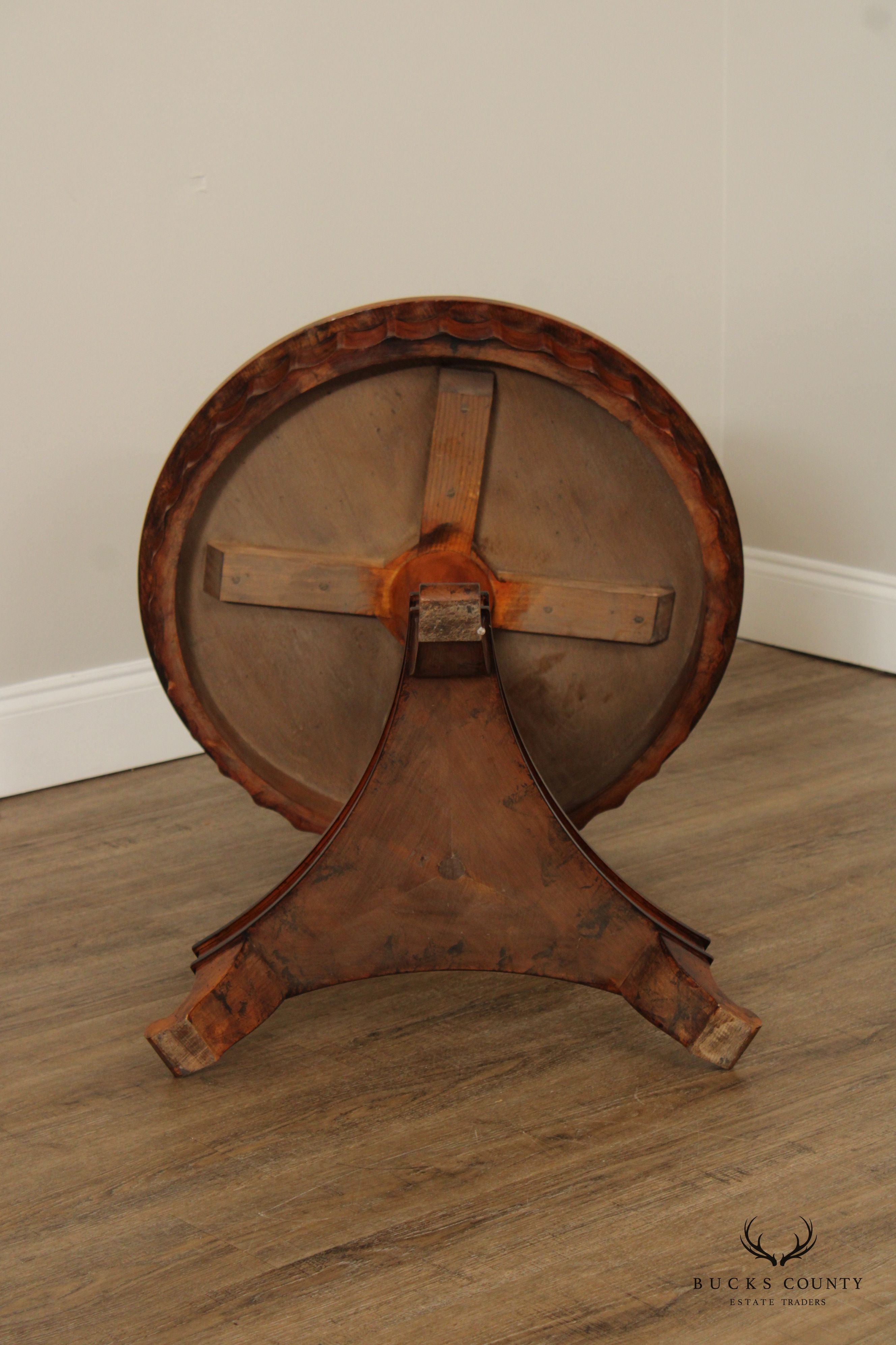 William IV Style Round Top Oyster Wood Tea Table