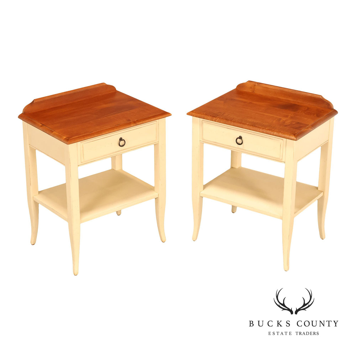 Ethan Allen 'Country Crossings' Pair of Painted Nightstands