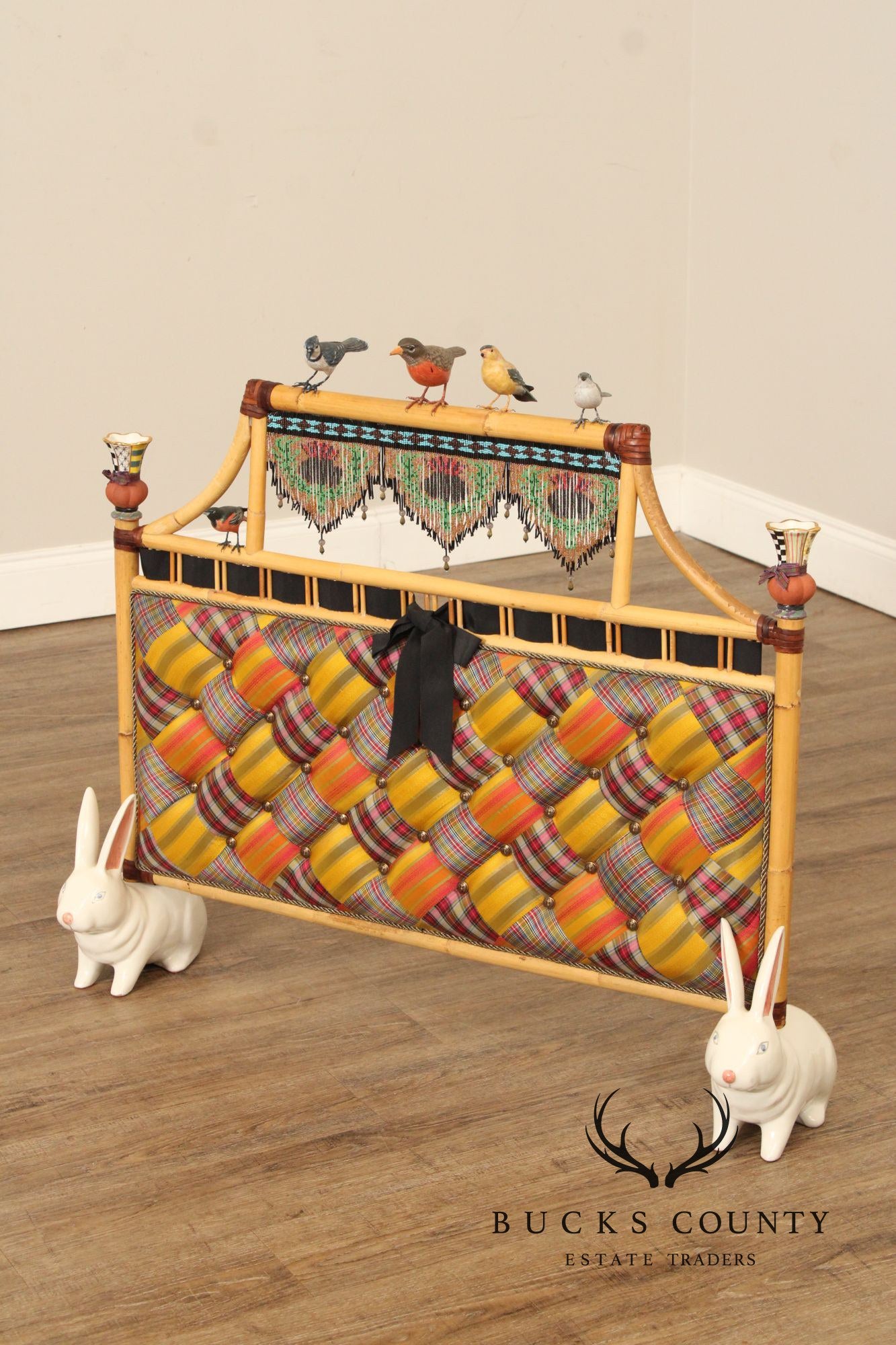 Mackenzie Childs Whimsical Bamboo Fire Screen