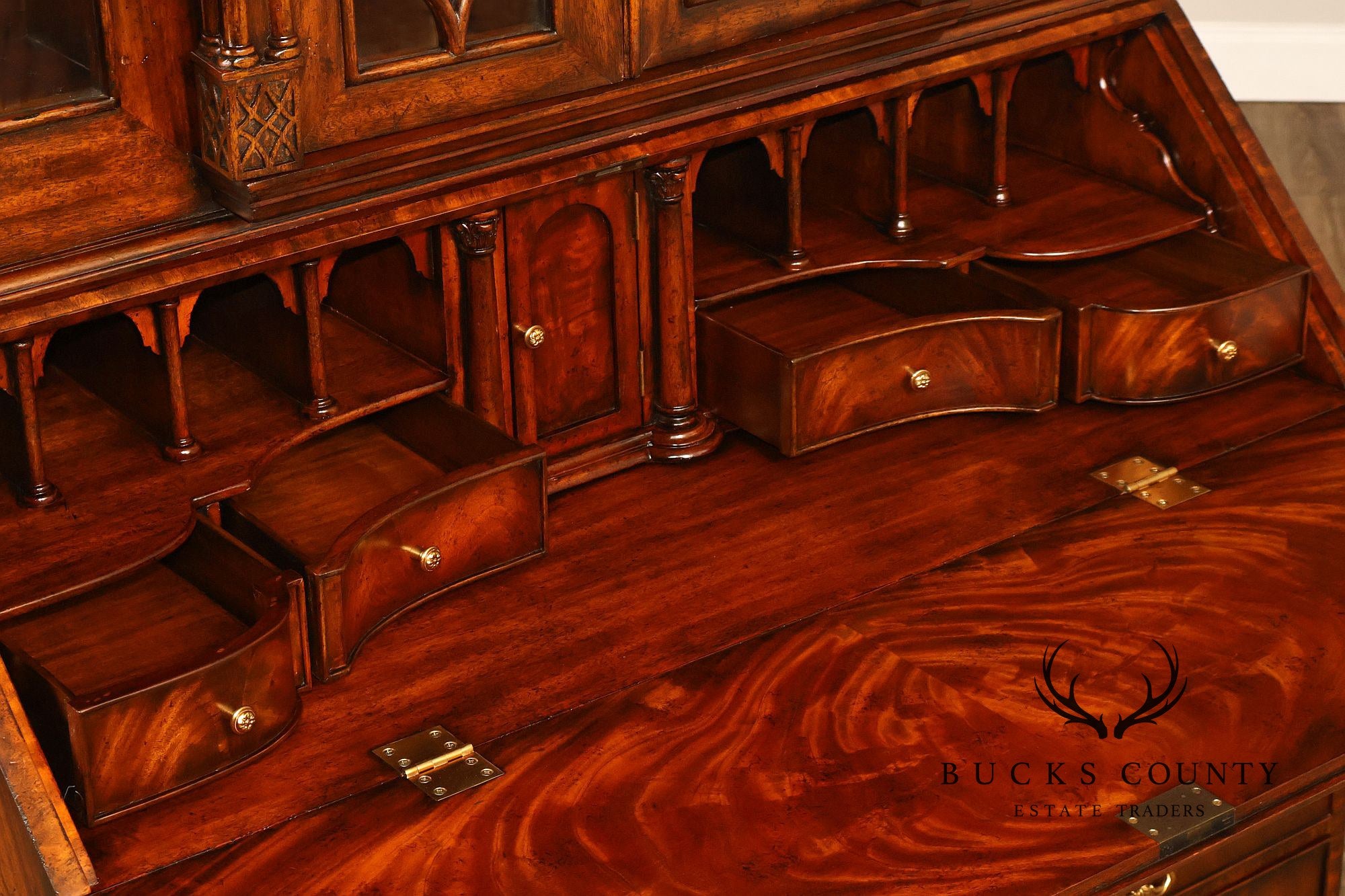 Maitland Smith Georgian Style Mahogany Secretary Bookcase
