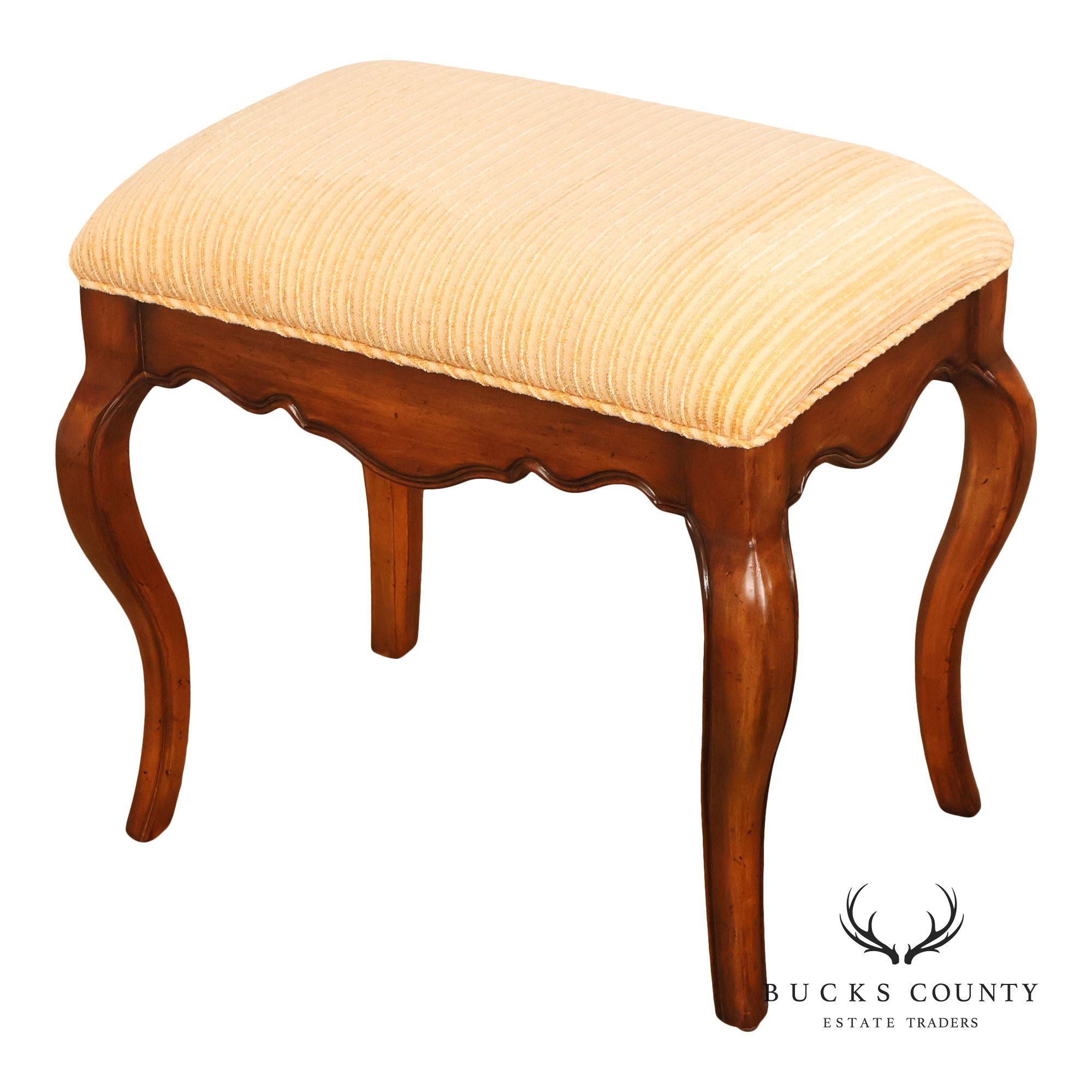 French Louis XV Style Carved Wood Vanity Stool