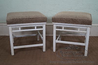 Quality Pair of James Mont Era Asian Influenced Painted Benches (D)