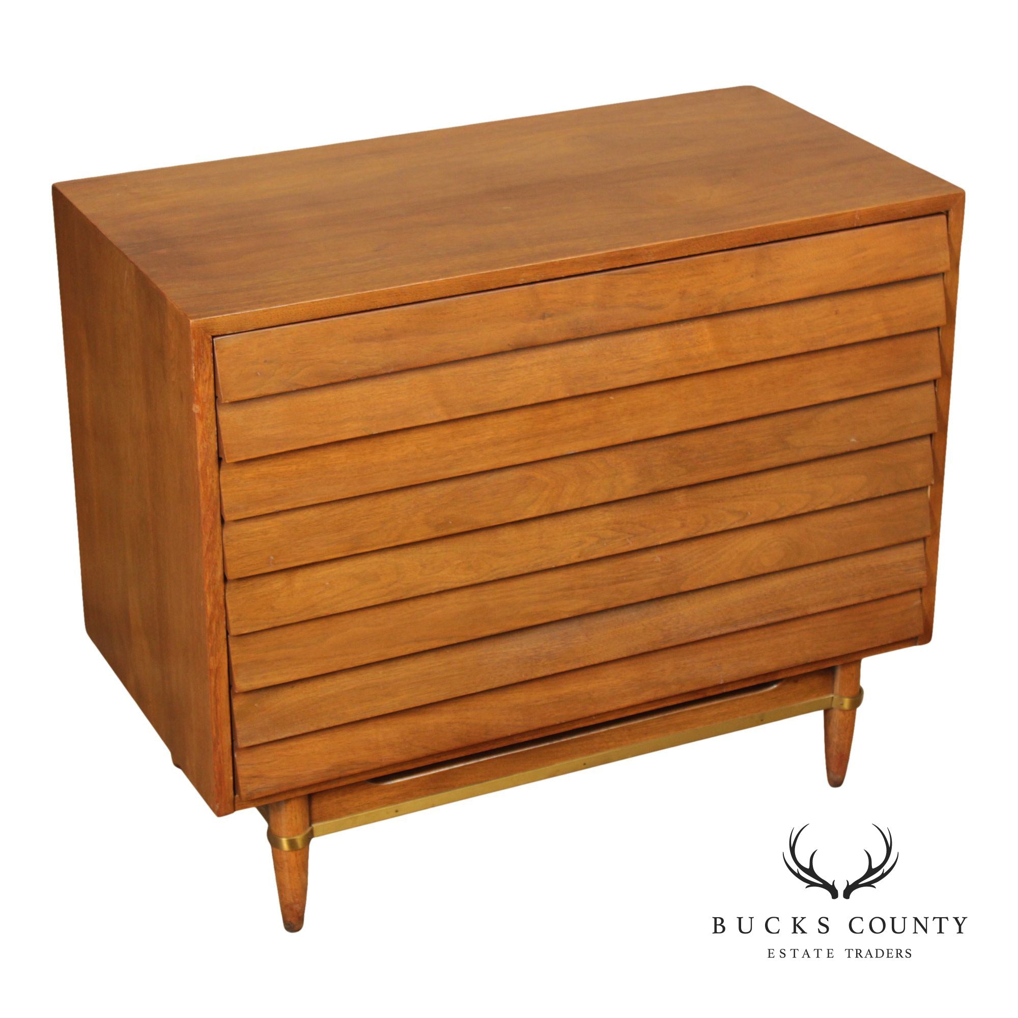 Merton Gershun For American Of Martinsville Mid-Century Modern Walnut Louvered Dresser Chest