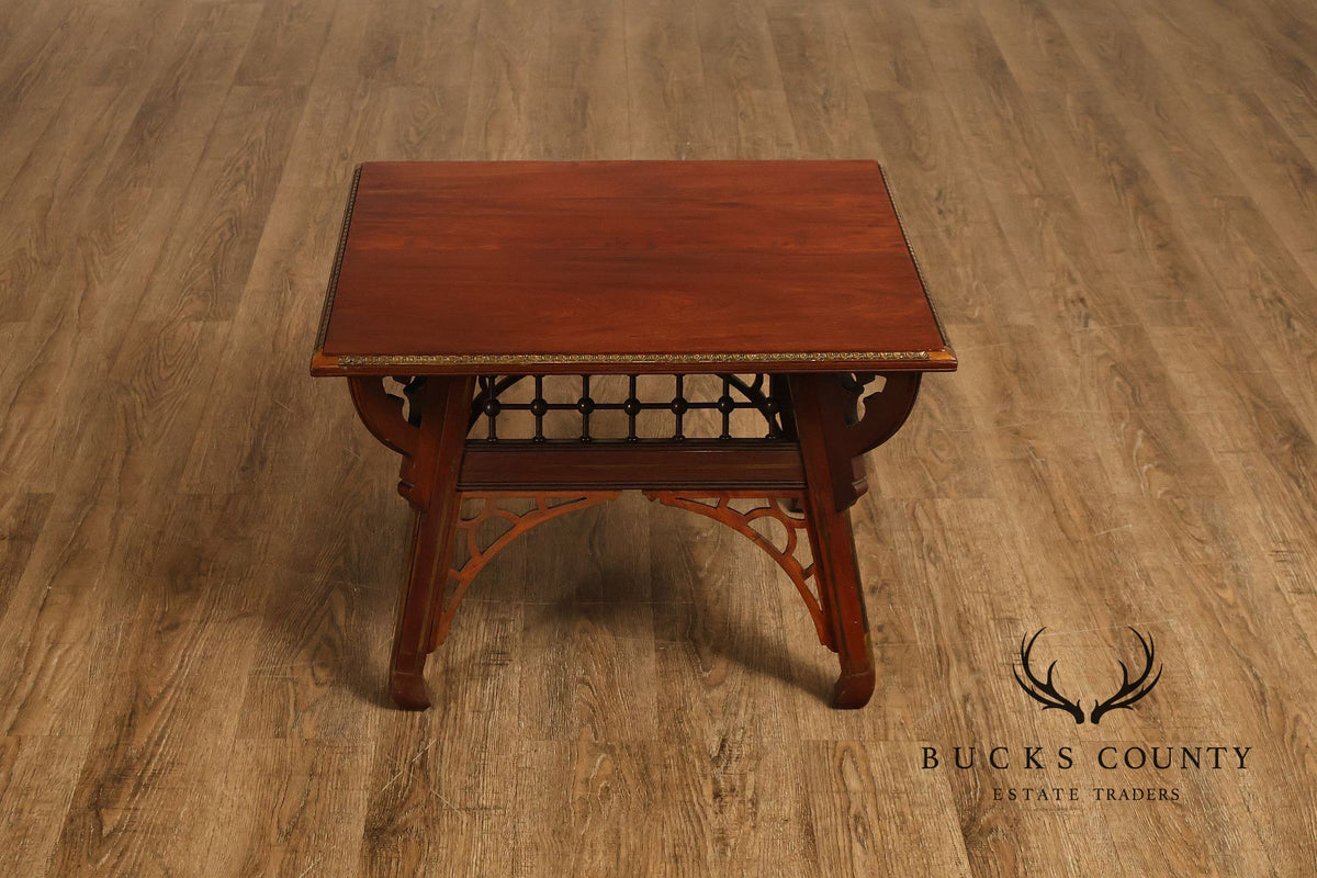 Gothic Revival Style Carved Walnut Coffee Table