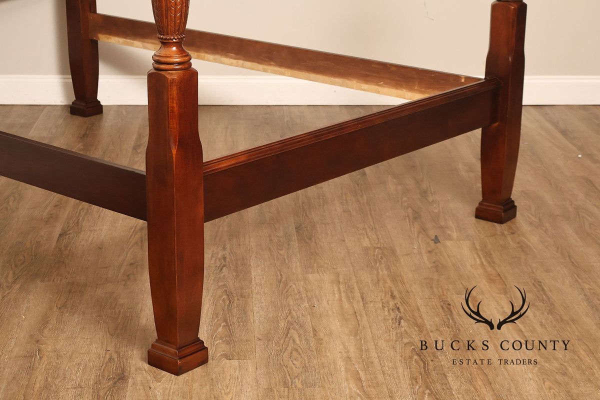 Traditional Rice Carved Mahogany Four Poster Bed