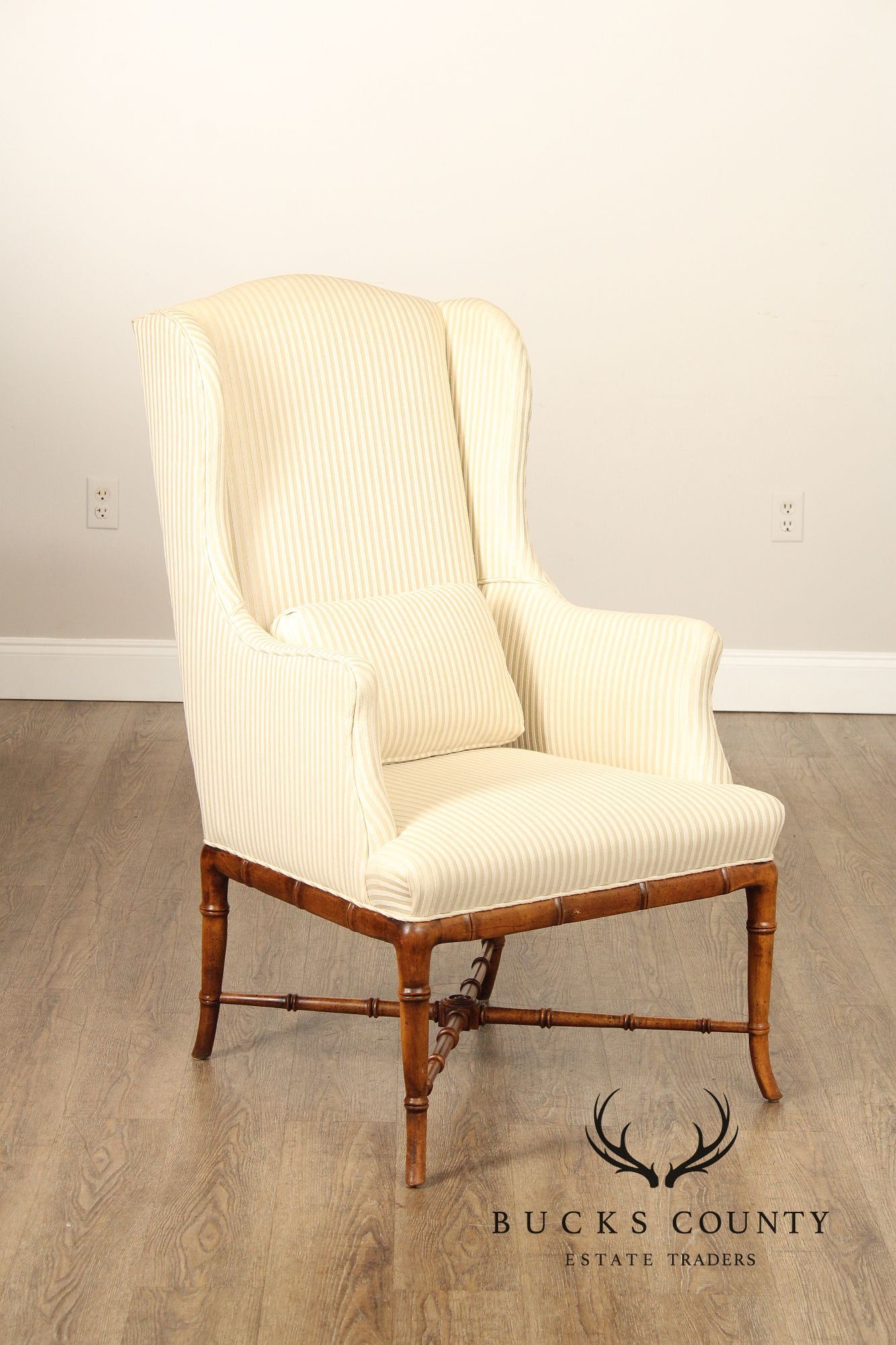 Quality Faux Bamboo Frame Vintage Wing Chair