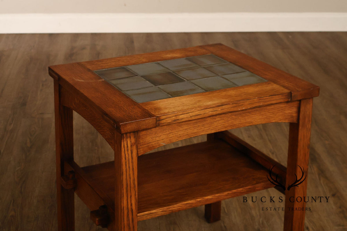 Stickley Mission Collection Tile Top Oak End Table