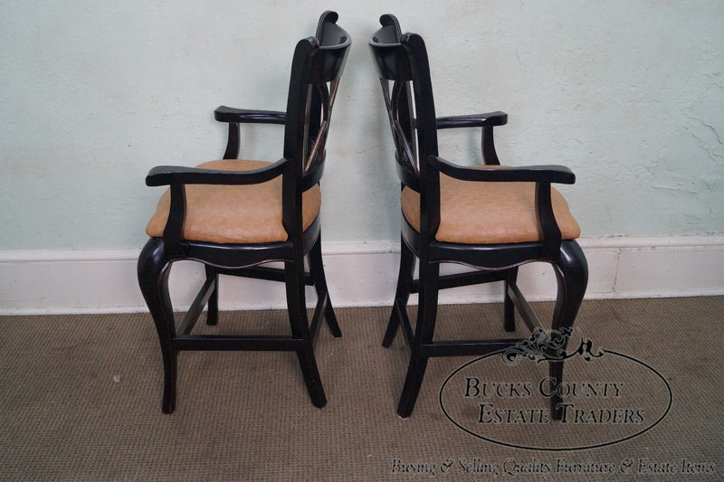 Quality Pair of French Country Style Painted Arm Chairs Bar Stools