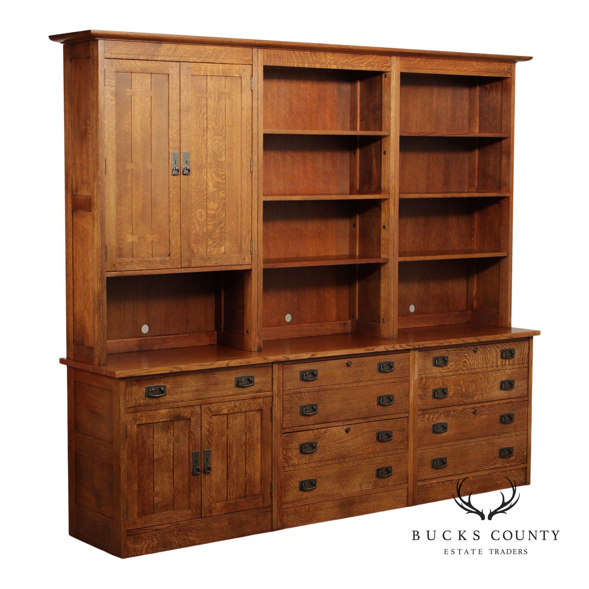 Stickley Mission Collection Large Oak Custom Office Unit