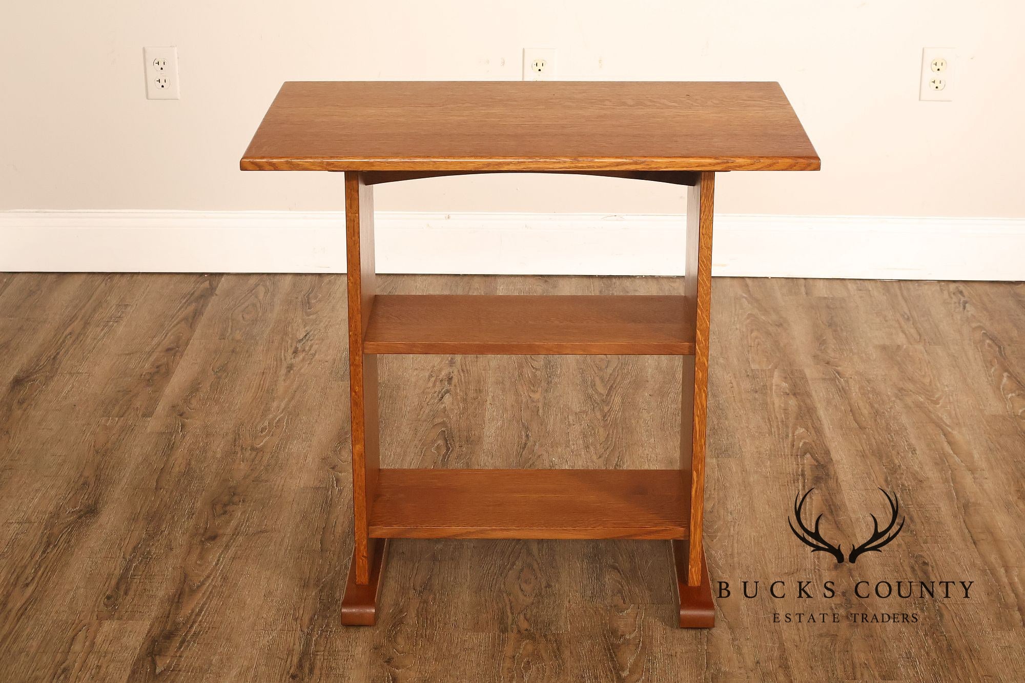 Stickley Mission Collection Harvey Ellis Inlaid Oak Tiered Occasional Table