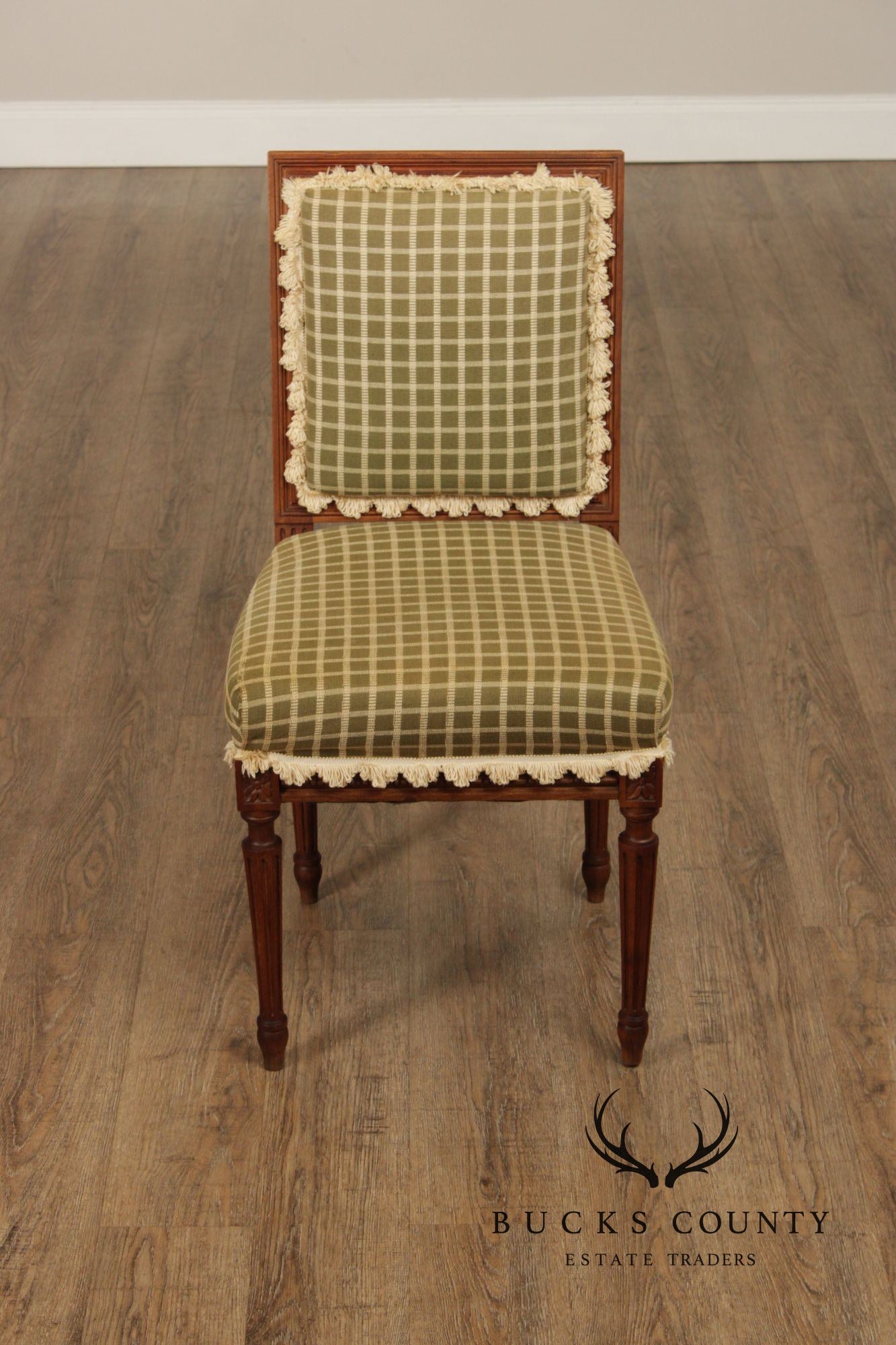 French Louis XVI Style Set Of Four Carved Walnut Dining Chairs