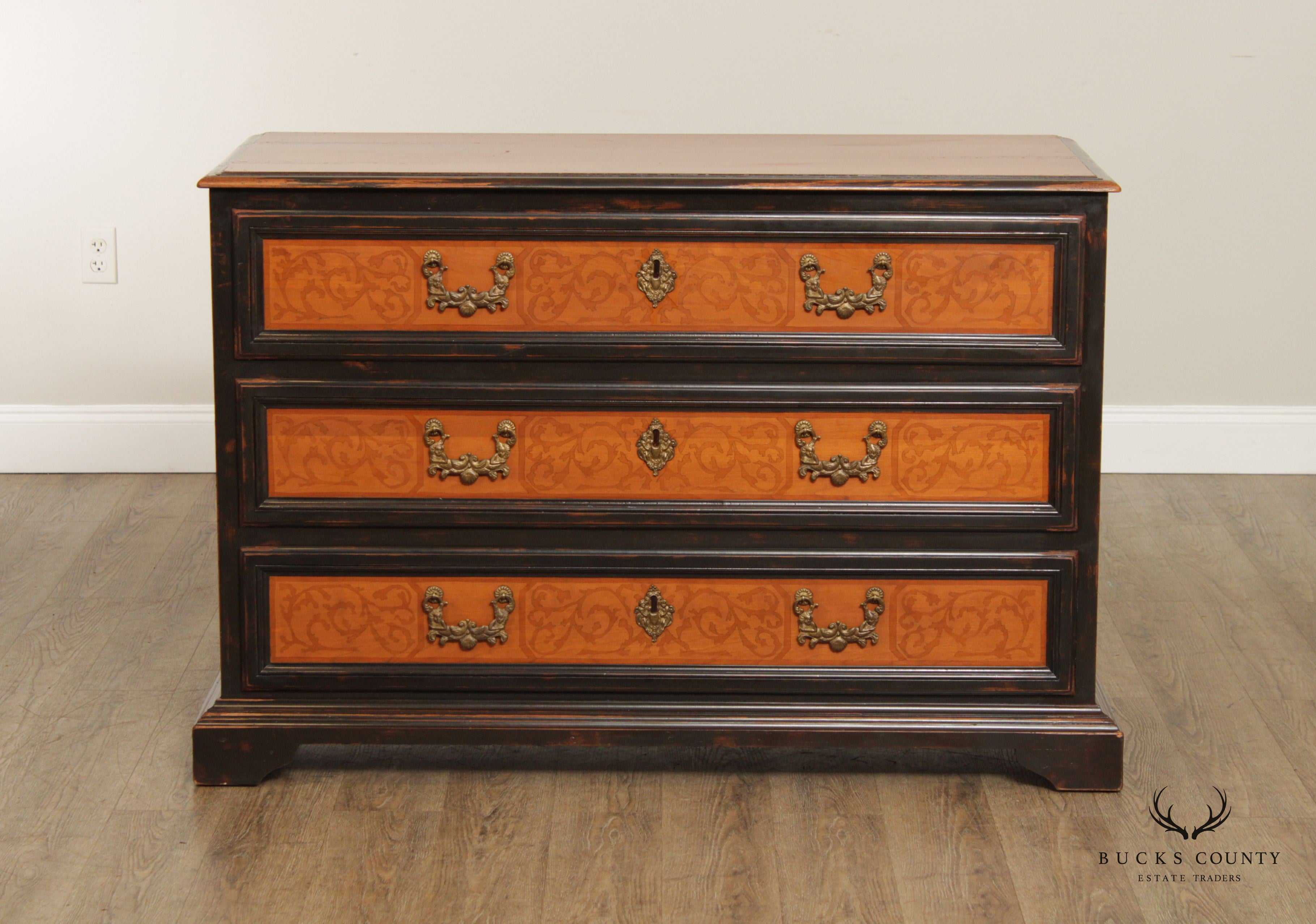 Niermann Weeks Italian Style Three Drawer Inlaid Commode