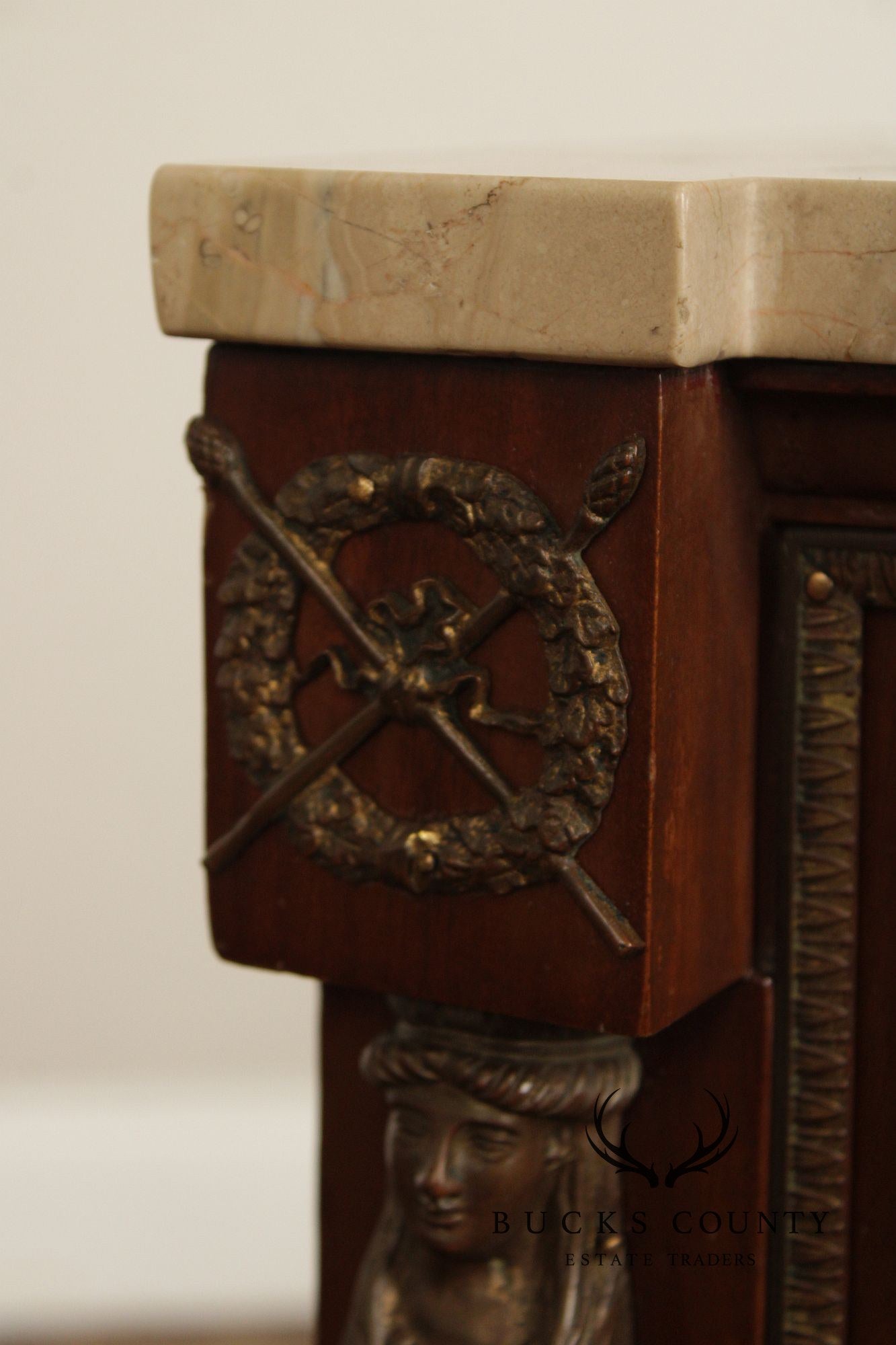 Antique French Marble Top Neoclassical Style Pedestal