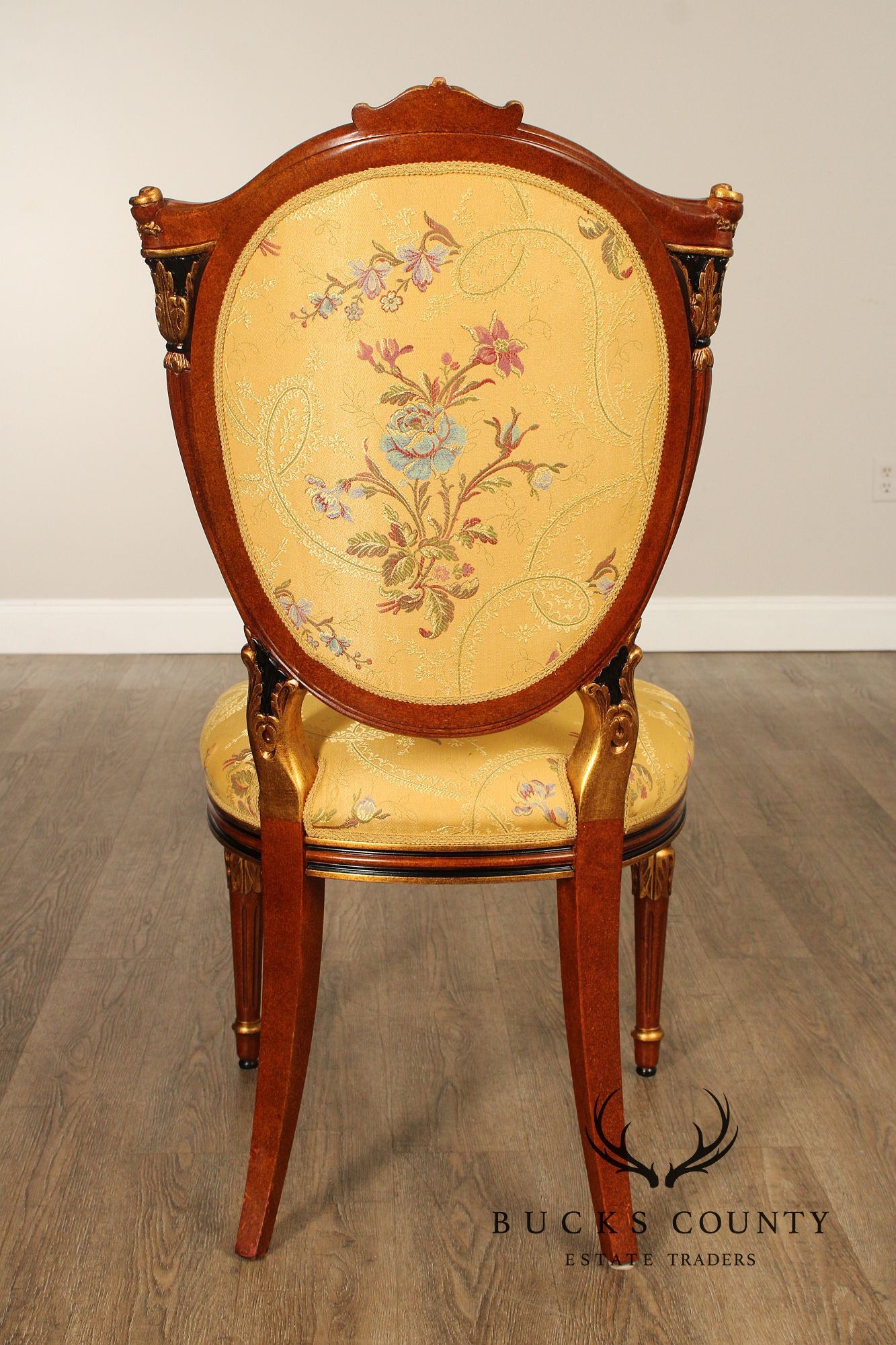 Italian Regency Style Pair of Partial Gilt Side Chairs