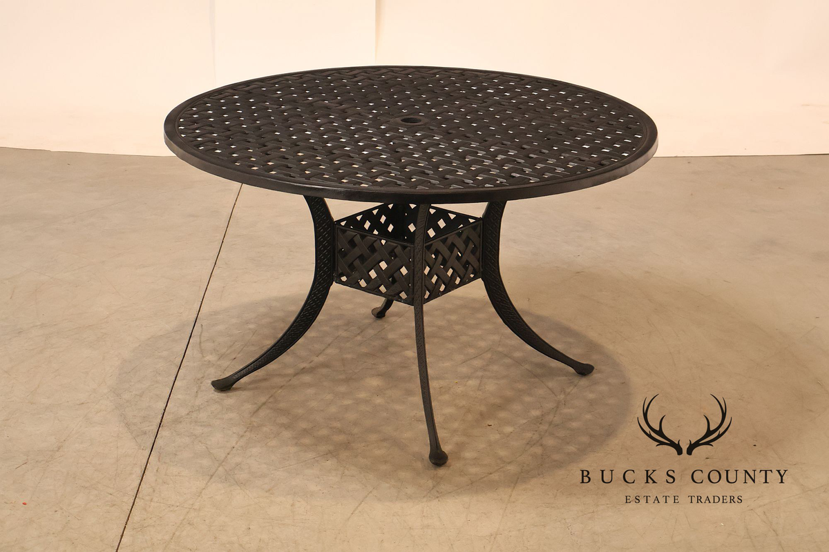 Hanamint 48" Round Cast Aluminum Outdoor Patio Dining Table With Lattice Top