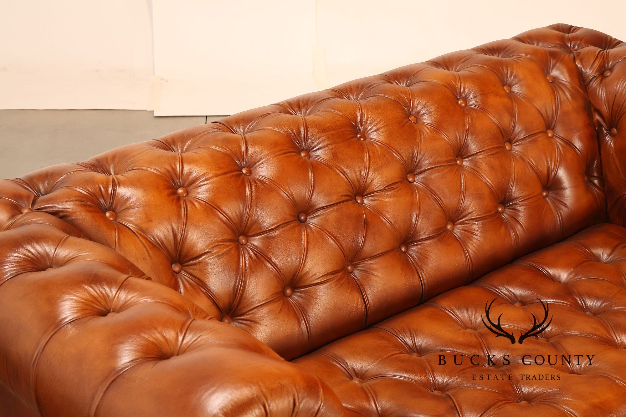 Chesterfield Style Brown Leather Sofa