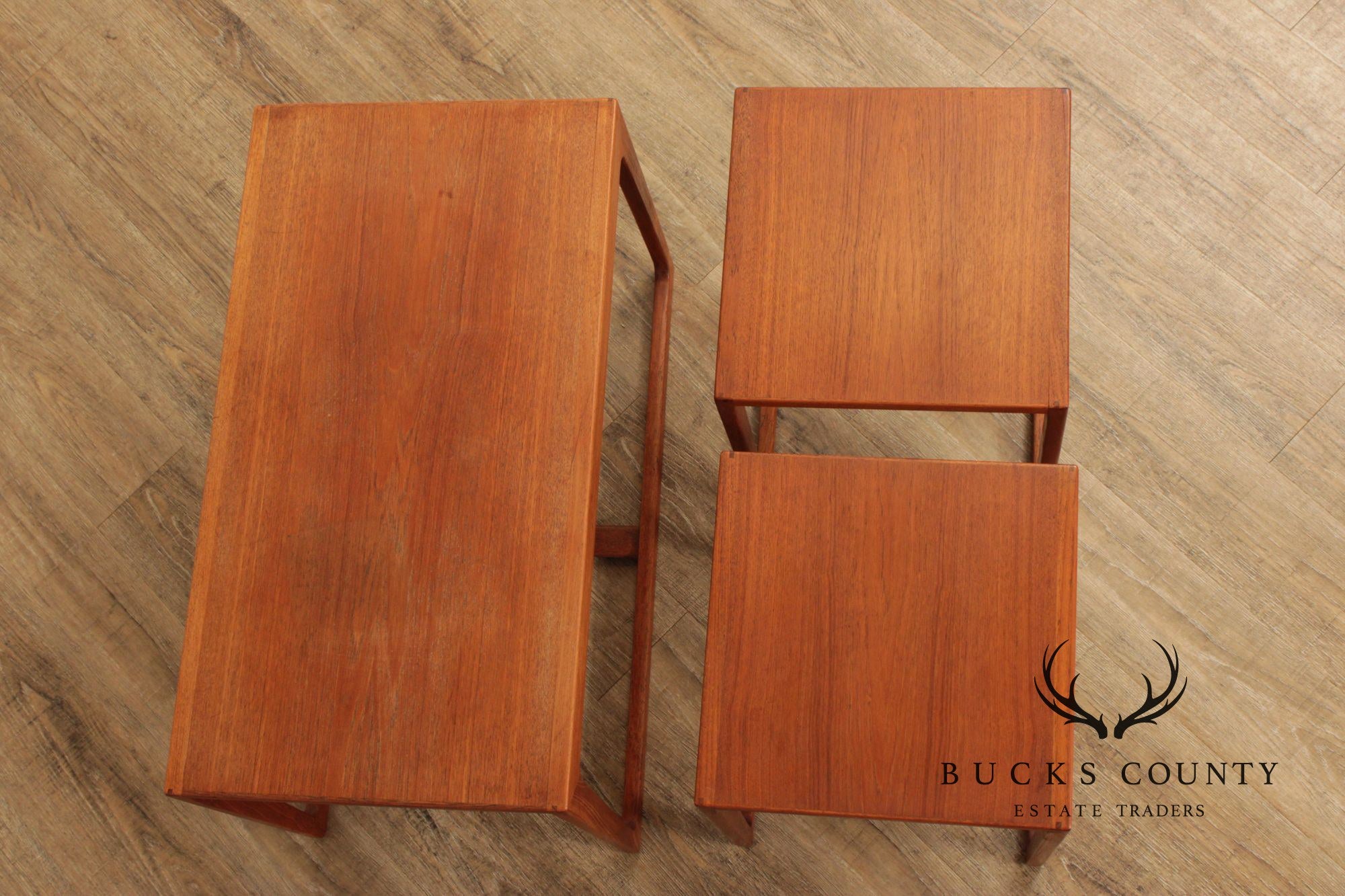 Danish Modern Set of Three Teak Nesting Tables