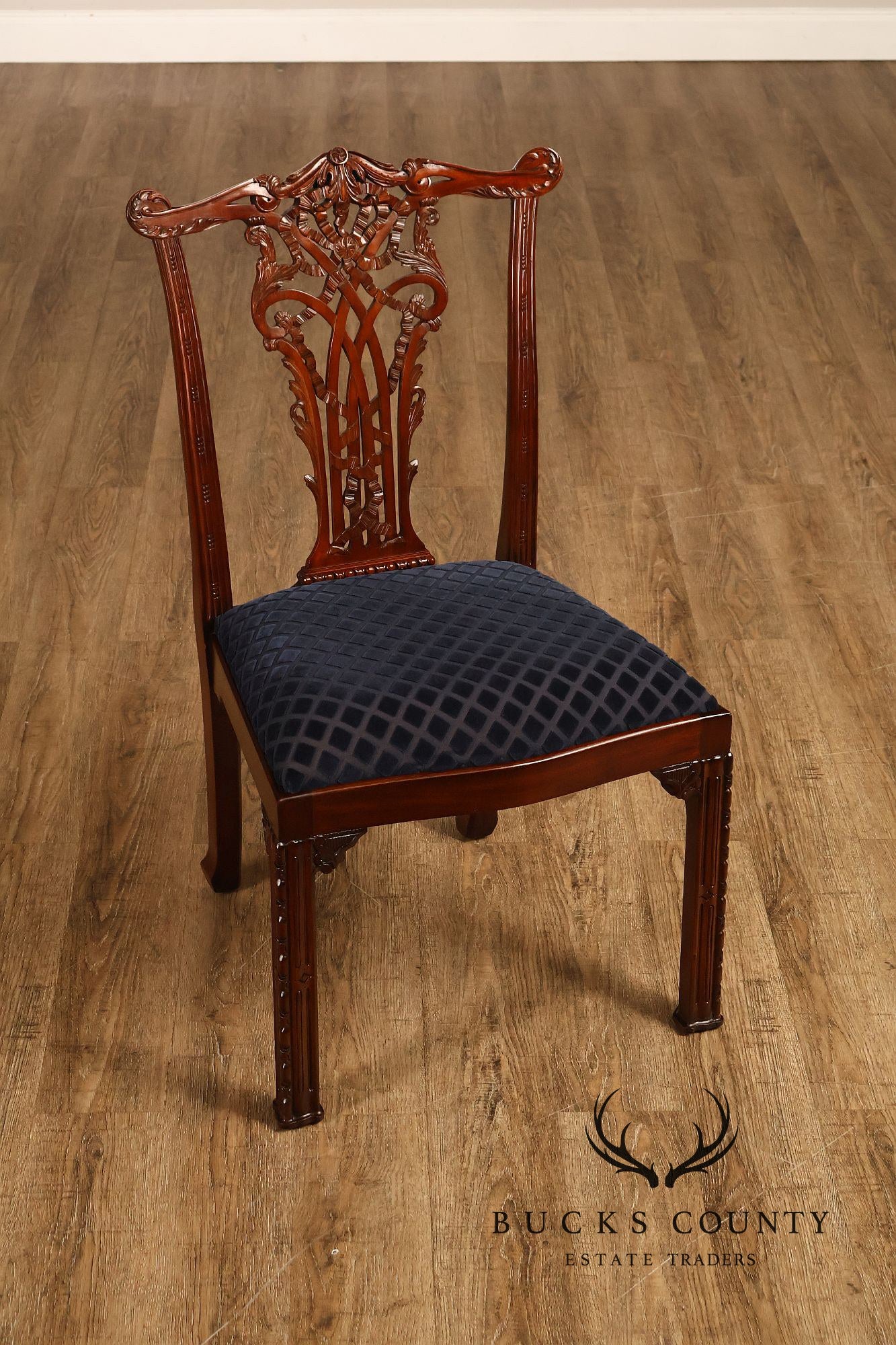 Maitland Smith Set Of 10 Chippendale Style Carved Mahogany Dining Chairs