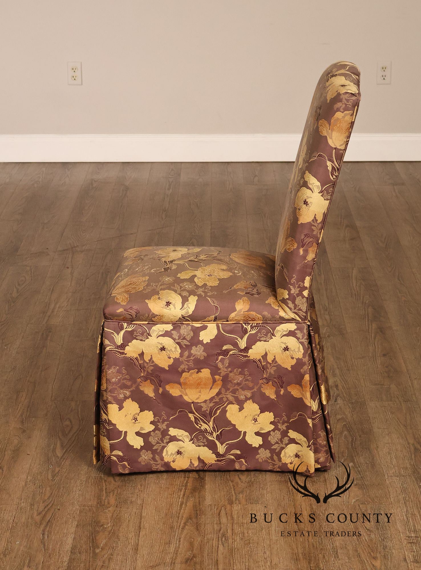 Pair of Upholstered Parsons Style Dining Chairs