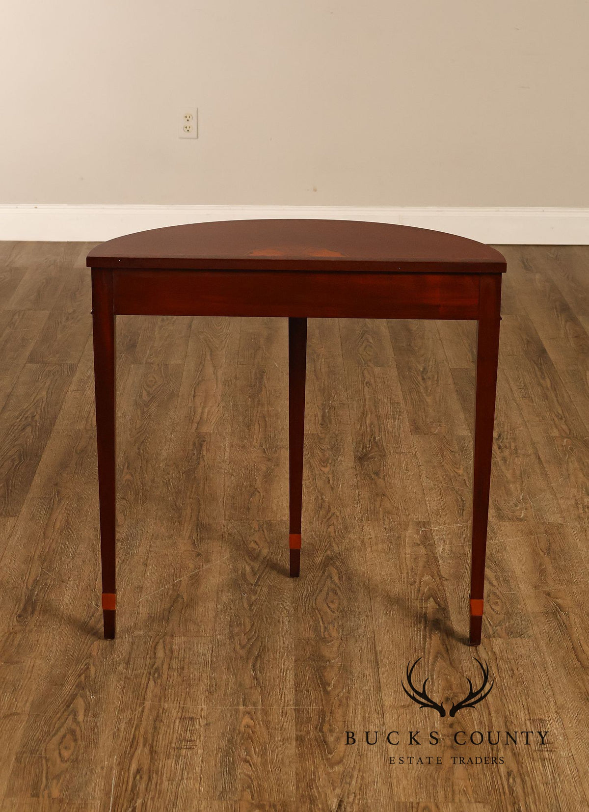 Baker Furniture Federal Style Mahogany Inlaid Demilune Console Table