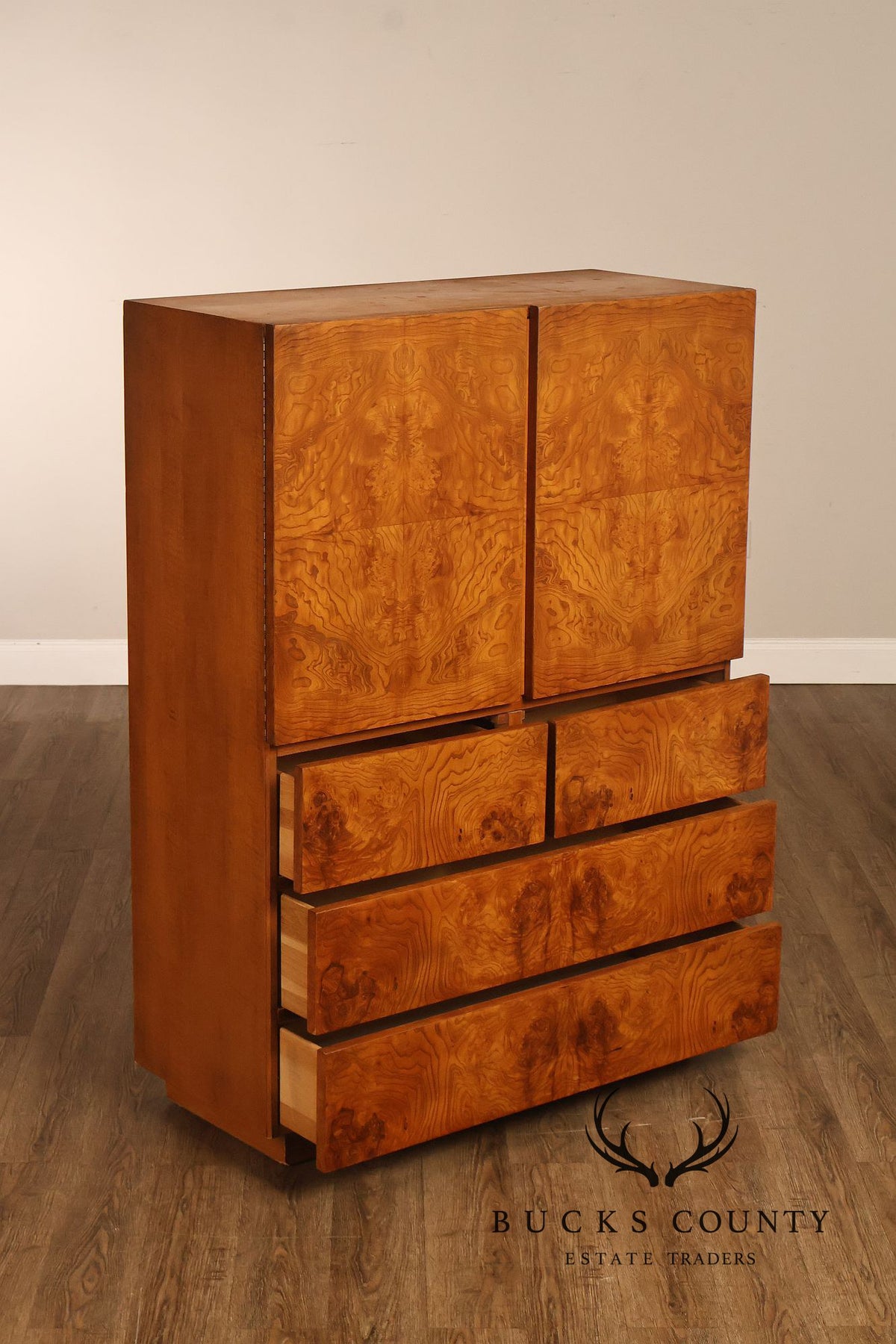 Lane Mid Century Modern Burlwood Armoire