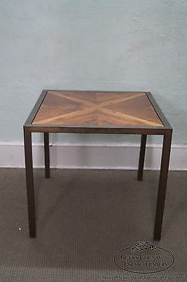 Freestyle Furnishings Mid Century Square Burl Walnut Top Parsons Dining Table